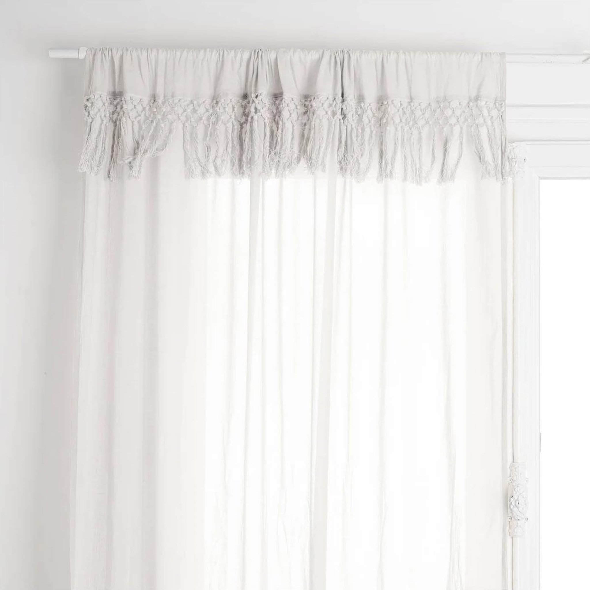 Voir la diapositive 1 : ATMOSPHERA Rideau voilage  macramé iv  140x260cm ivoire