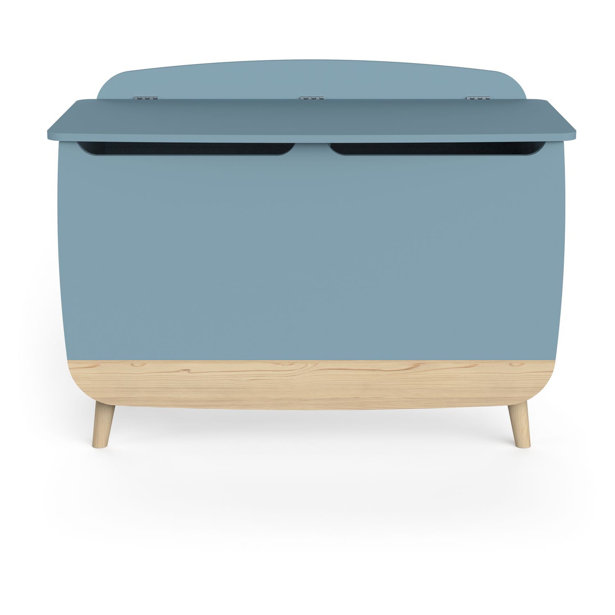 Voir la diapositive 1 : Coffre à jouets avec couvercle bleu LINIA 