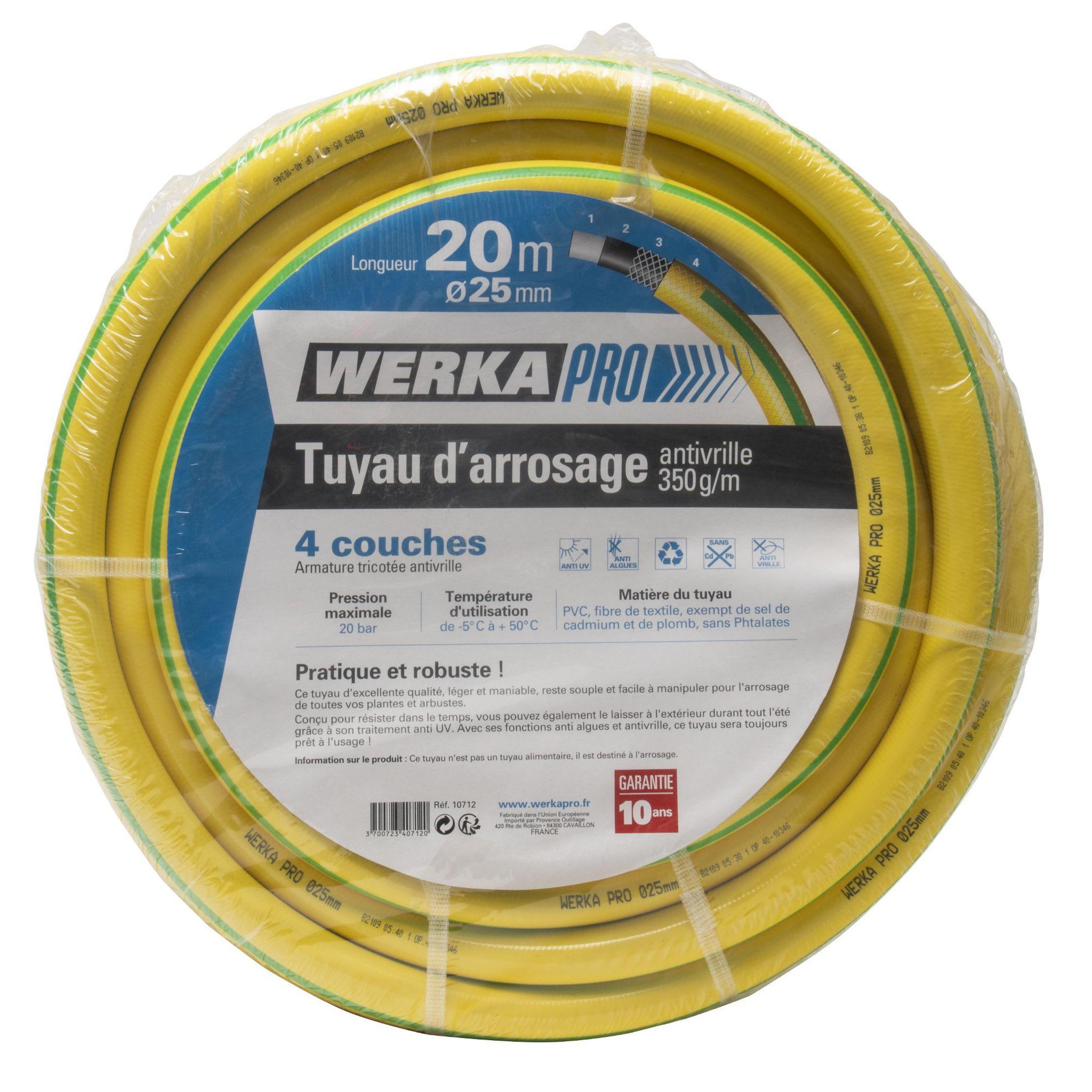 Voir la diapositive 4 : WERKAPRO Tuyau d'arrosage renforcé ø25mm antivrille werka pro  20 m