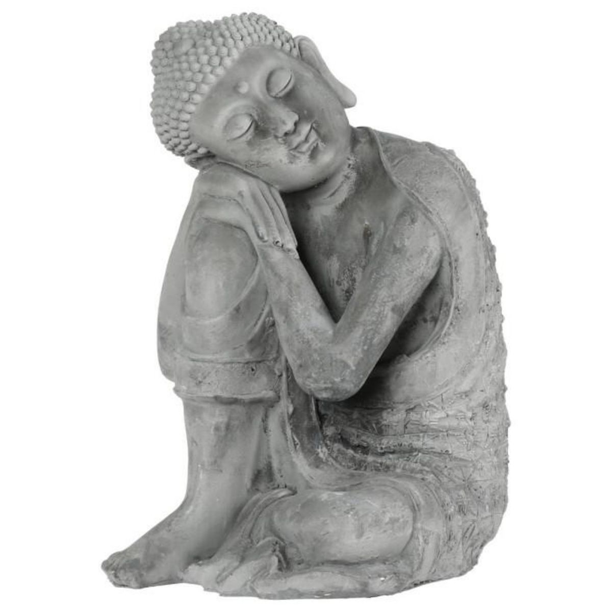 Paris Prix Statuette en Ciment  Bouddha Assis  36cm Gris