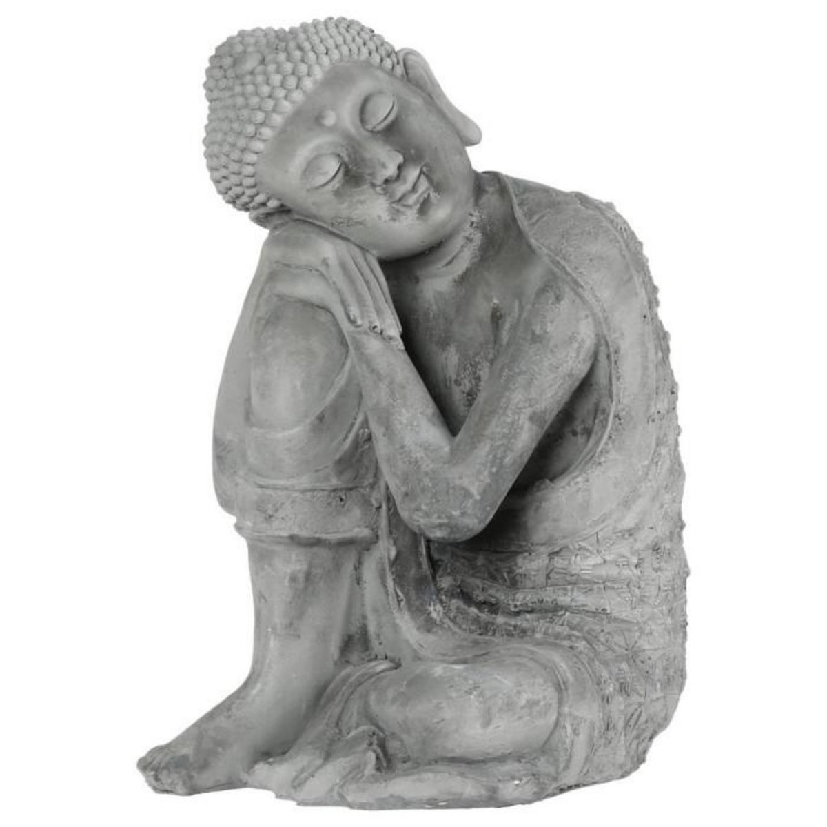 ATMOSPHERA Statuette en Ciment  Bouddha Assis  36cm Gris