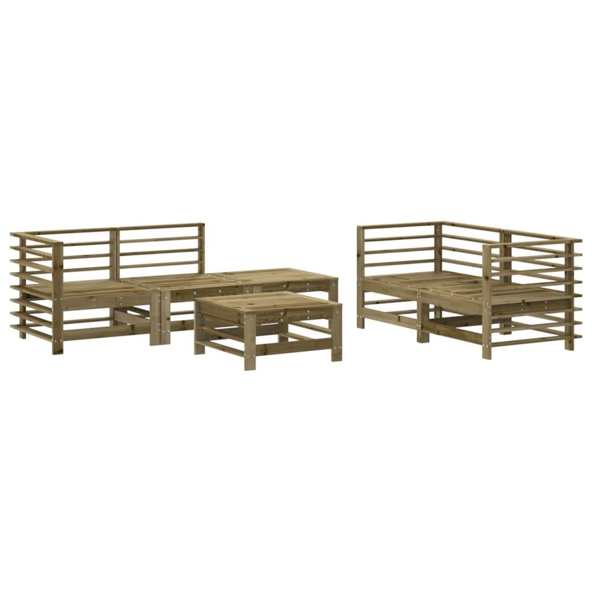 Voir la diapositive 2 : VIDAXL Salon de jardin 6 pcs bois de pin impregne