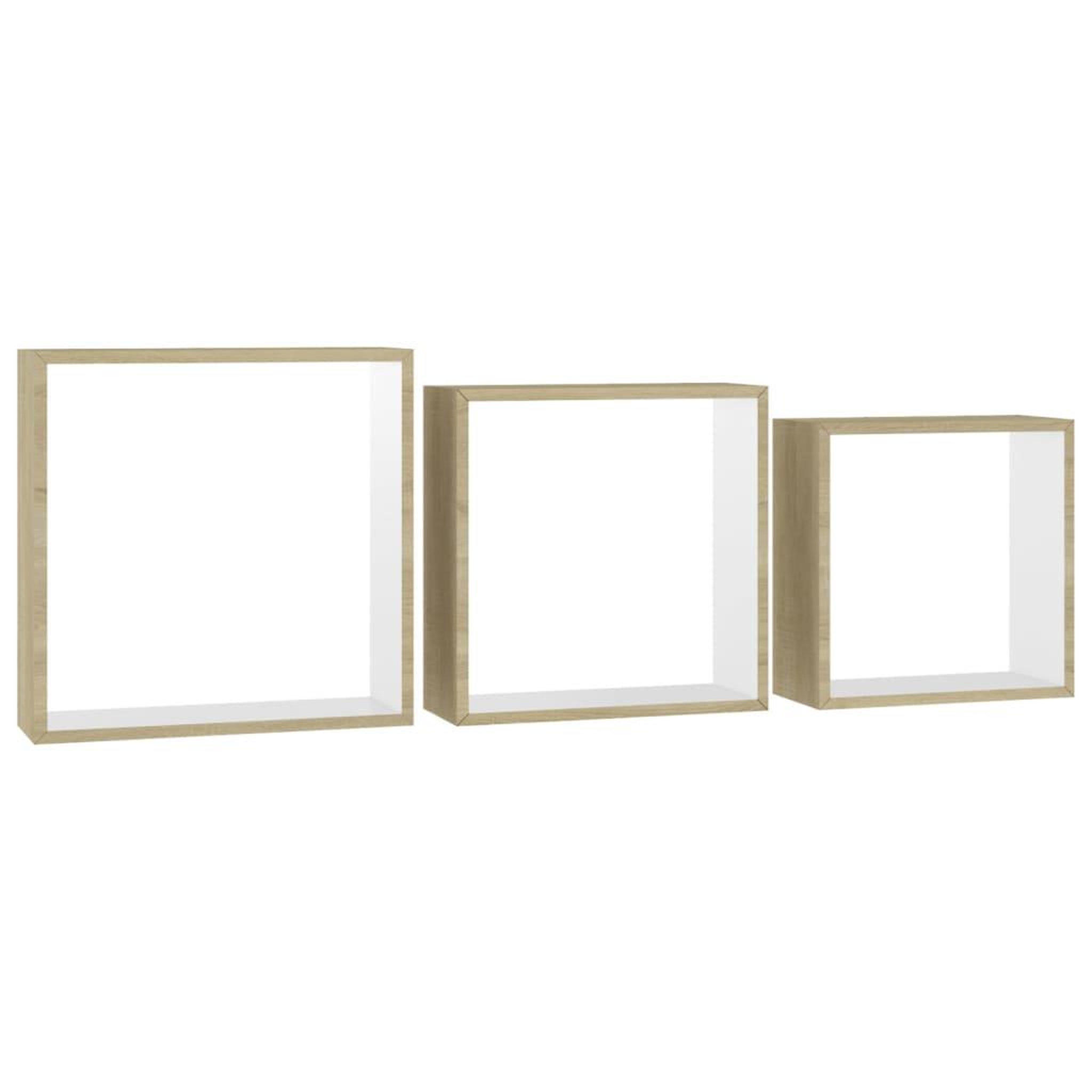 Voir la diapositive 3 : VIDAXL Etageres murales sous forme de cube 3 pcs Blanc et chene sonoma