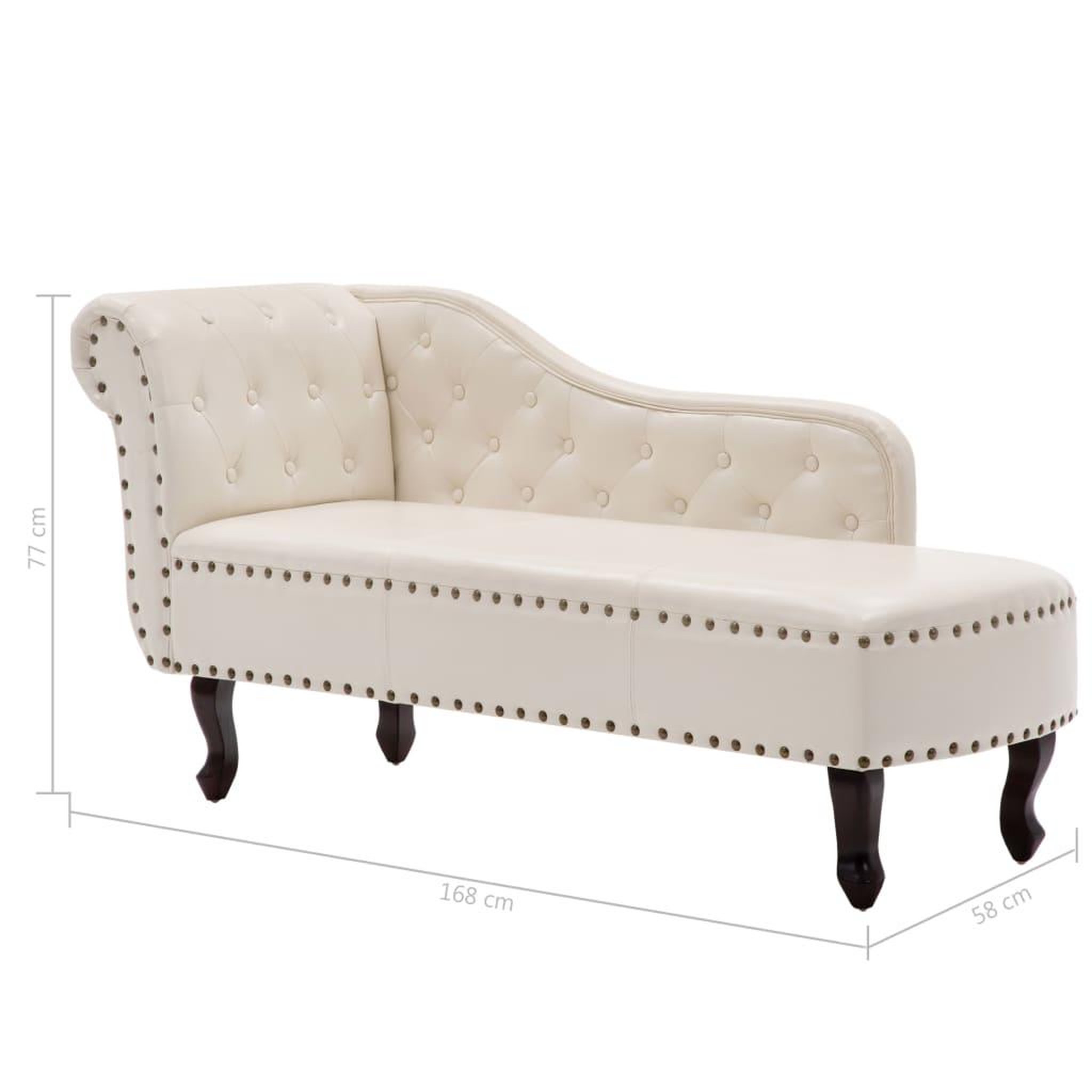 Voir la diapositive 6 : VIDAXL Chaise longue Blanc creme Similicuir