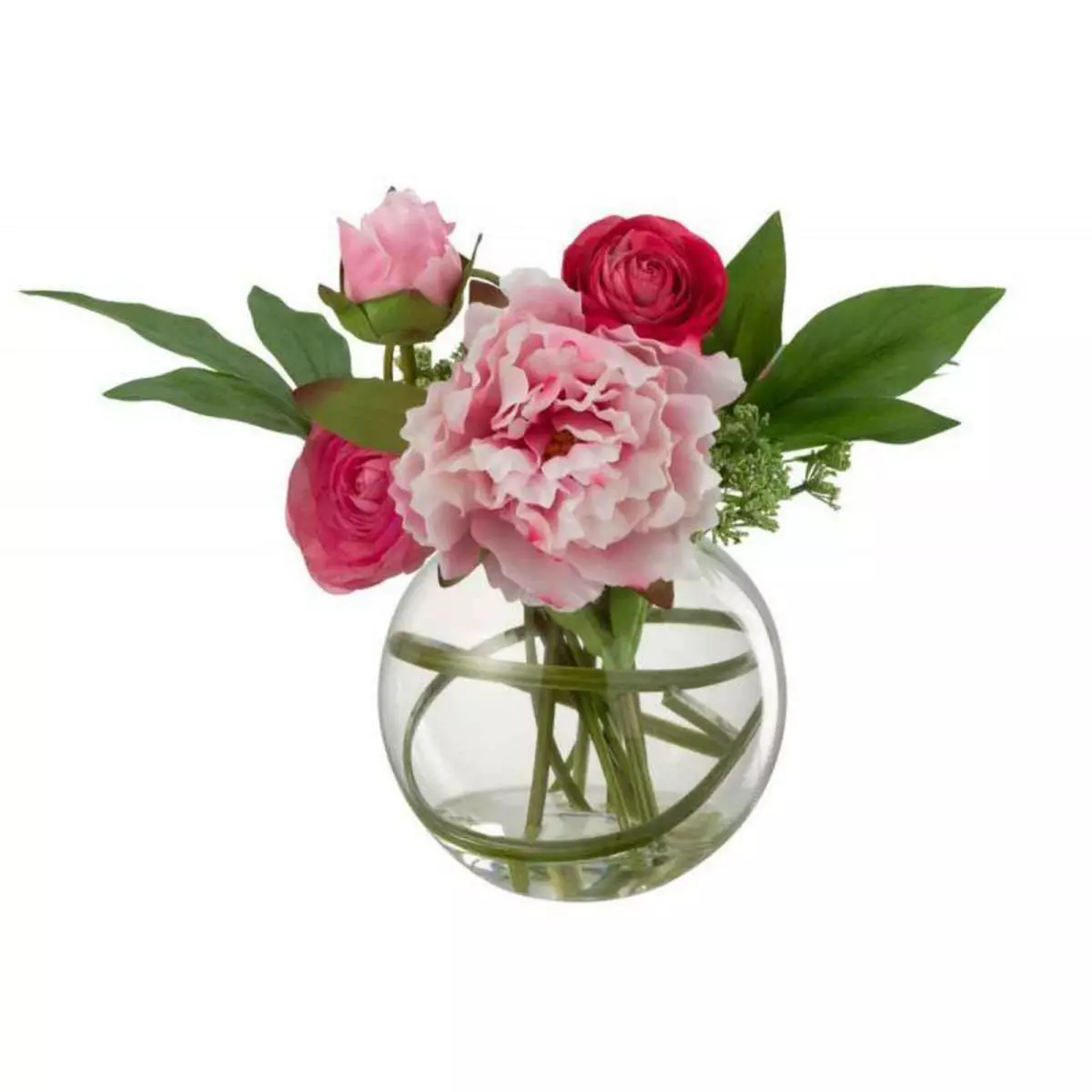 Paris Prix Fleur Artificielle & Vase  Pivoine Renoncule  30cm Rose