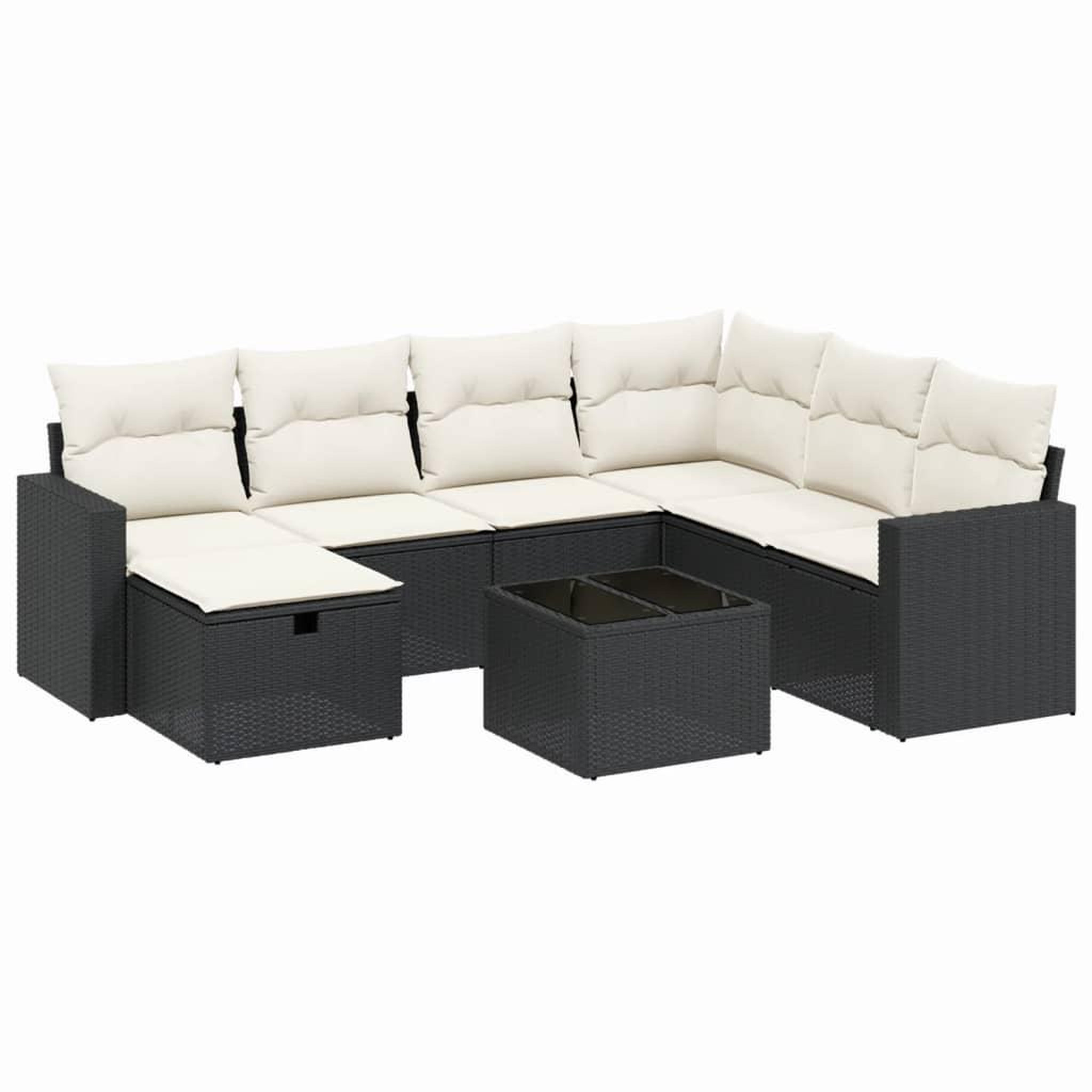 Voir la diapositive 2 : VIDAXL Salon de jardin 8 pcs avec coussins noir resine tressee