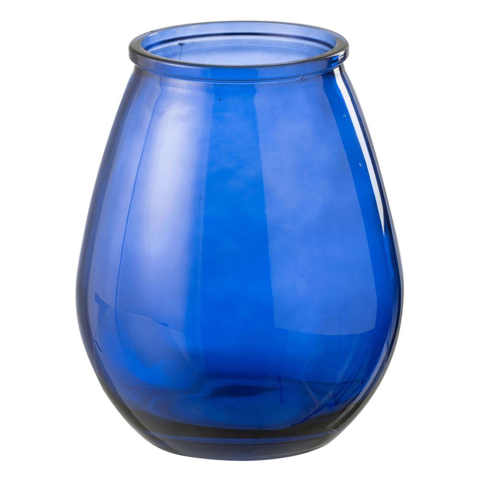 J-LINE Vase déco en verre  stripe  23cm bleu