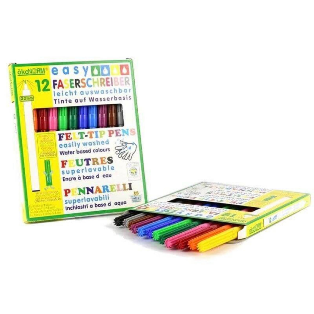 ÖKONORM Boîte de 12 feutres fin à l'eau - Ø 2 mm