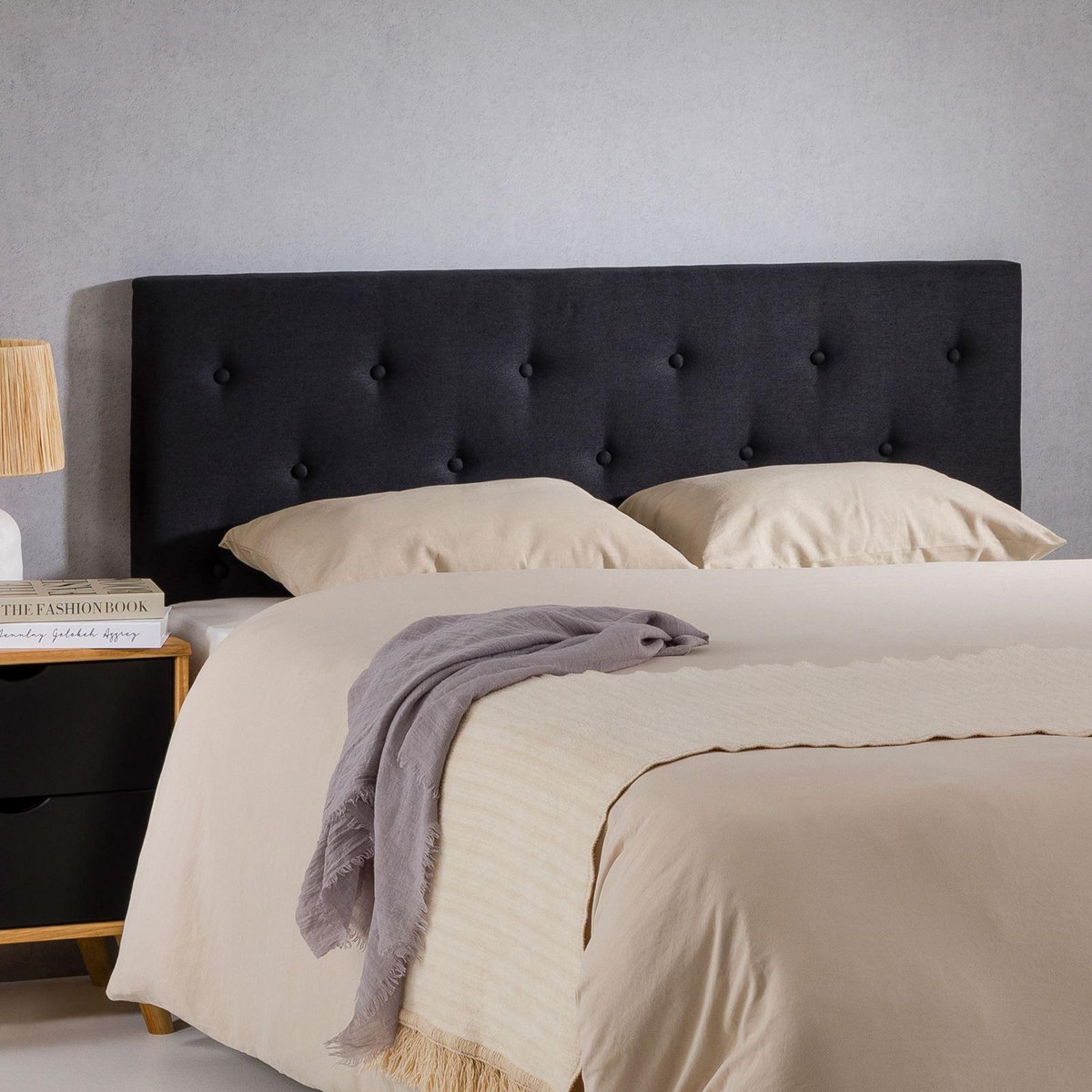 IDIMEX Tête de lit LULINE 160 capitonnée sur pieds, en tissu