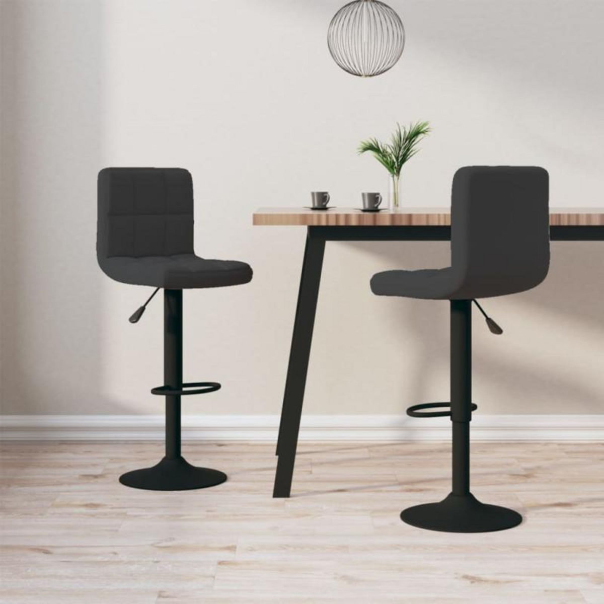 VIDAXL Tabourets de bar lot de 2 noir velours