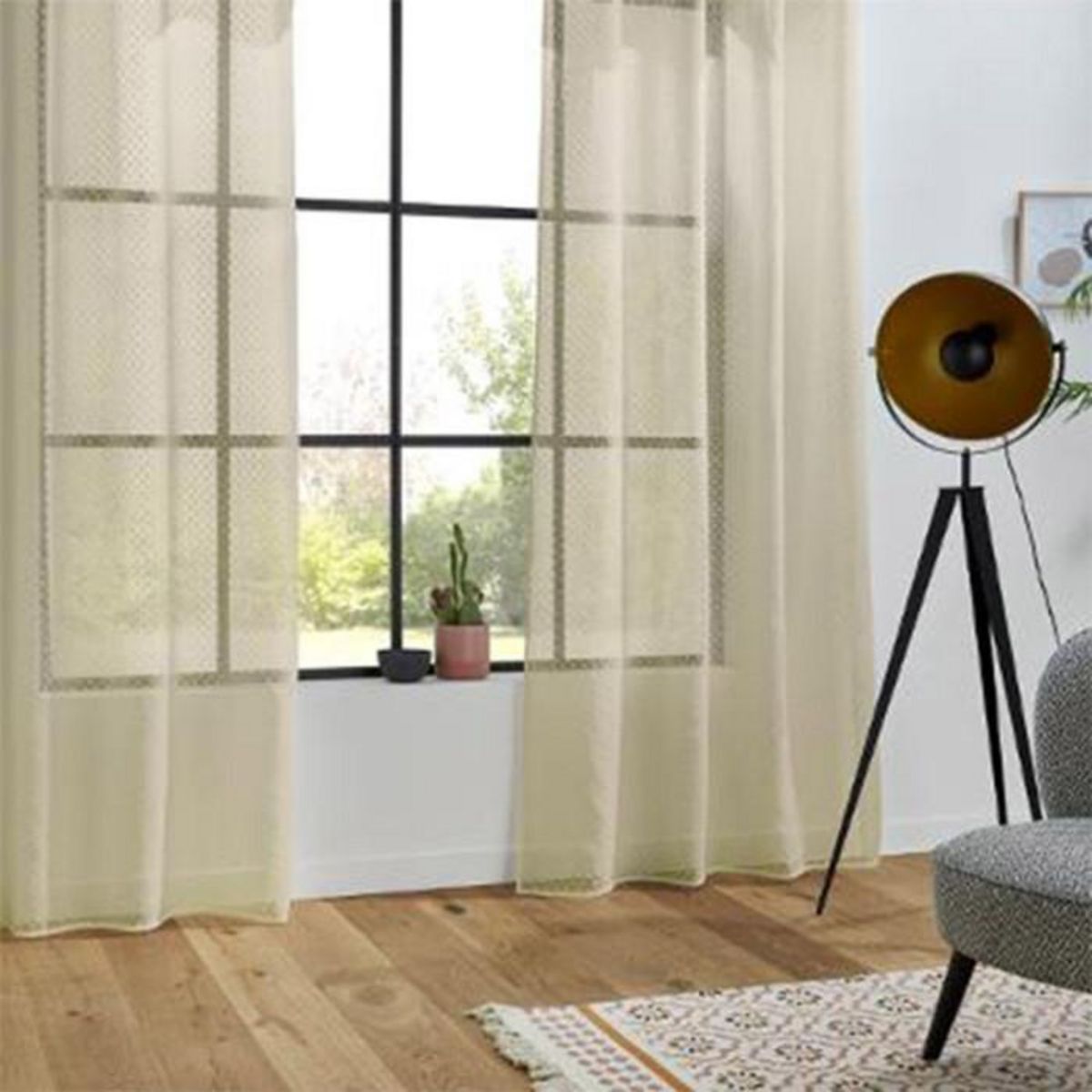 Paris Prix Rideau Voilage à Œillets  Jaquaré  140x240cm Lin