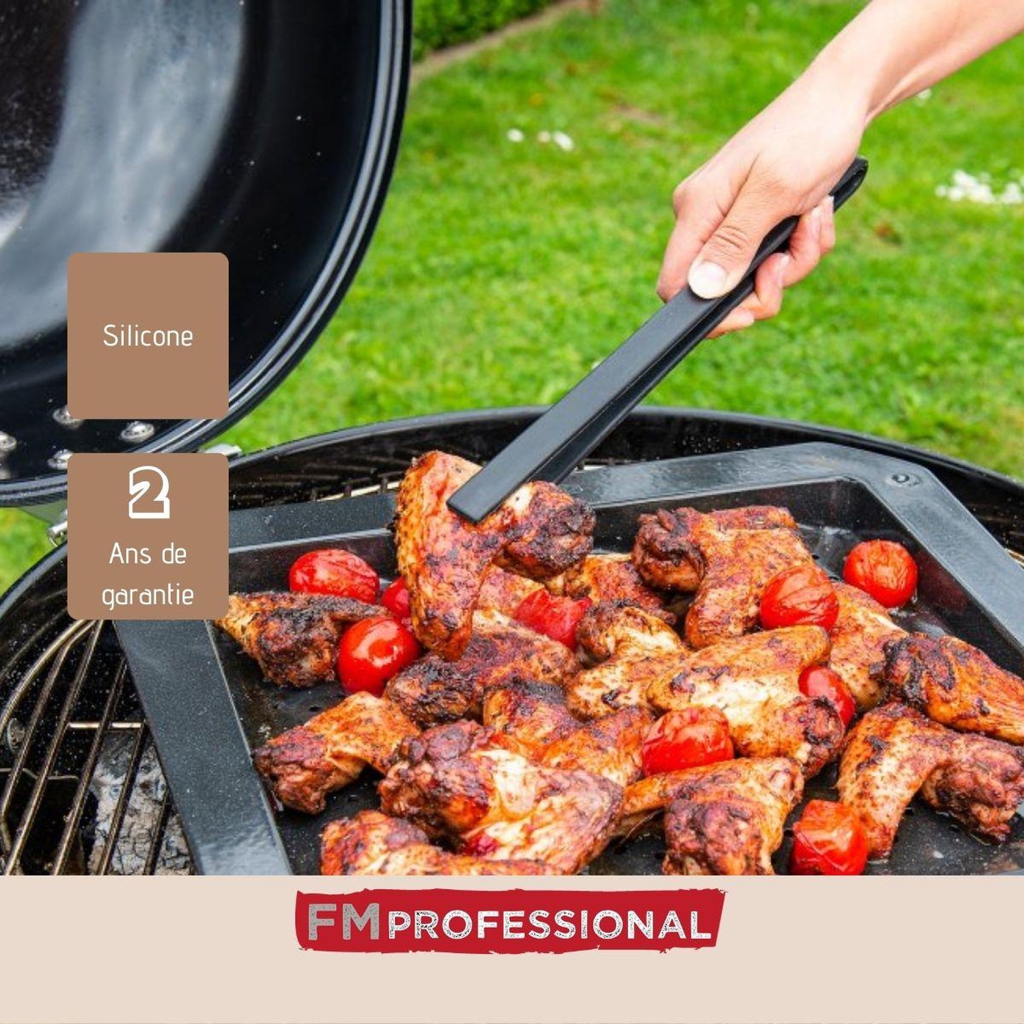 Voir la diapositive 4 : FM PROFESSIONAL Pince à barbecue silicone 29 cm fm professional barbecue
