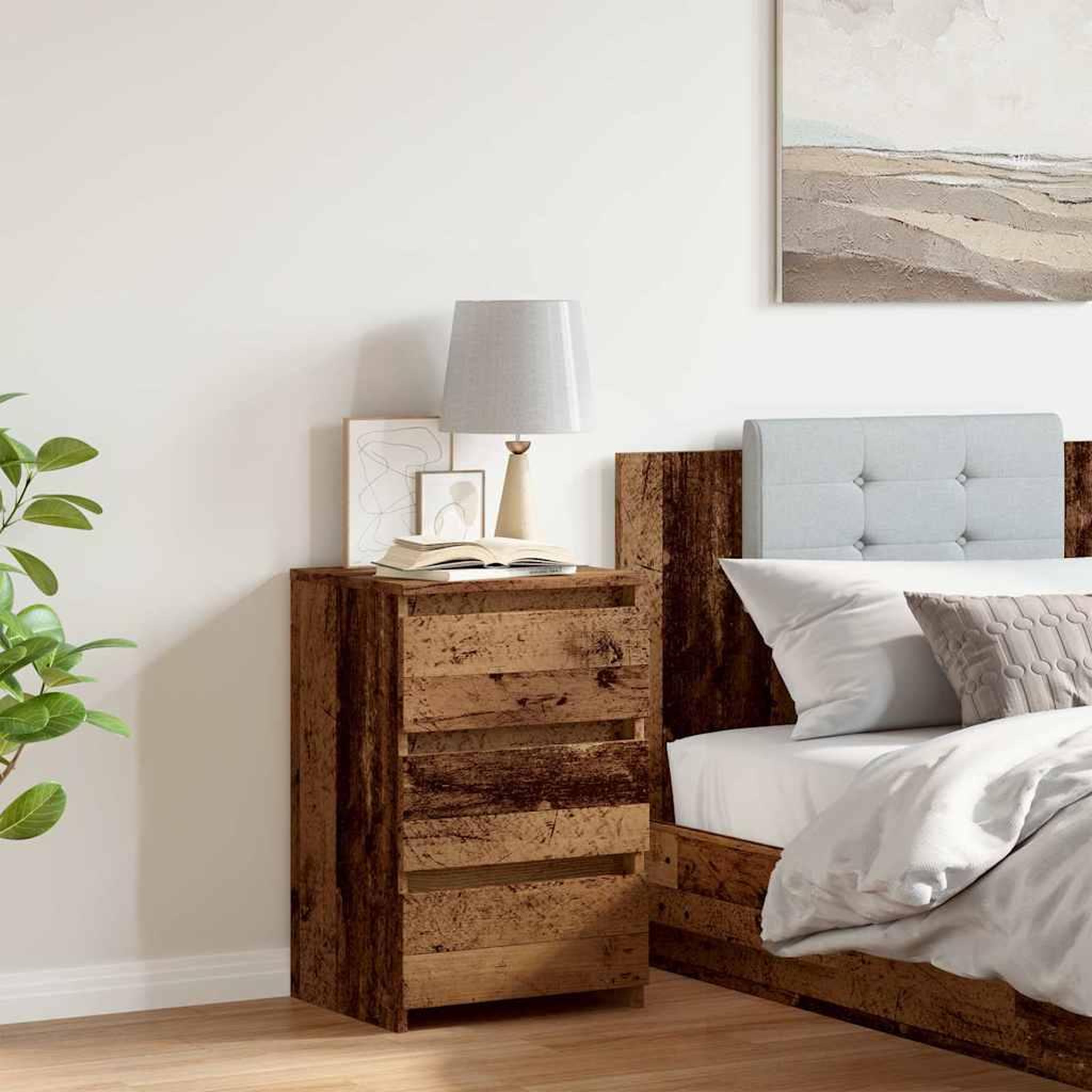 Voir la diapositive 3 : VIDAXL Table de chevet vieux bois 40x35x62,5 cm bois d'ingenierie
