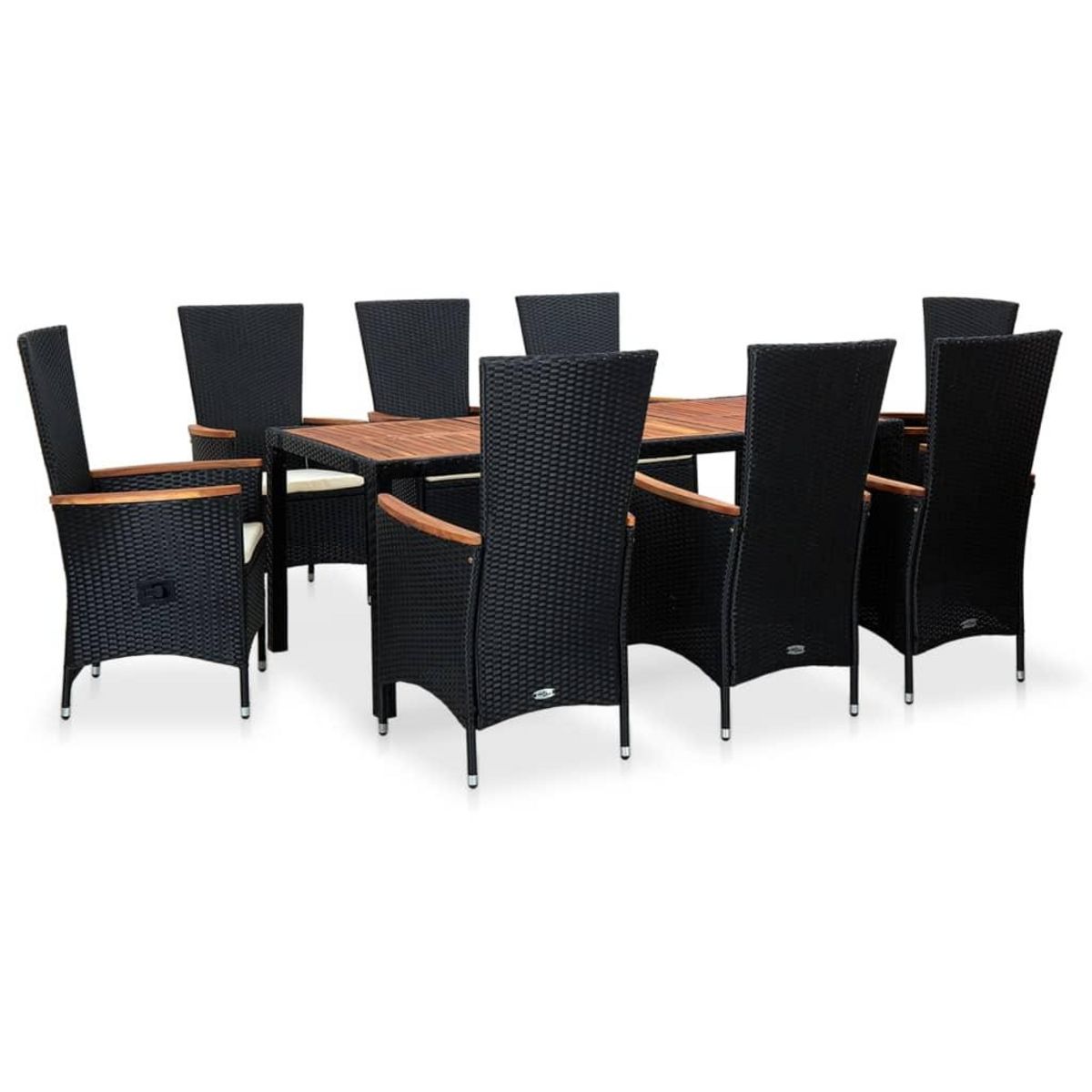 VIDAXL Meuble a dîner d'exterieur 9 pcs Resine tressee et acacia Noir