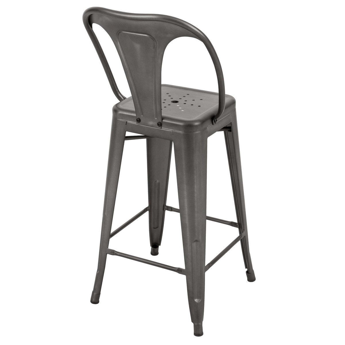 Rendez vous déco Lot de 2 chaises pour îlot central 67 cm en métal gris acier-Indus