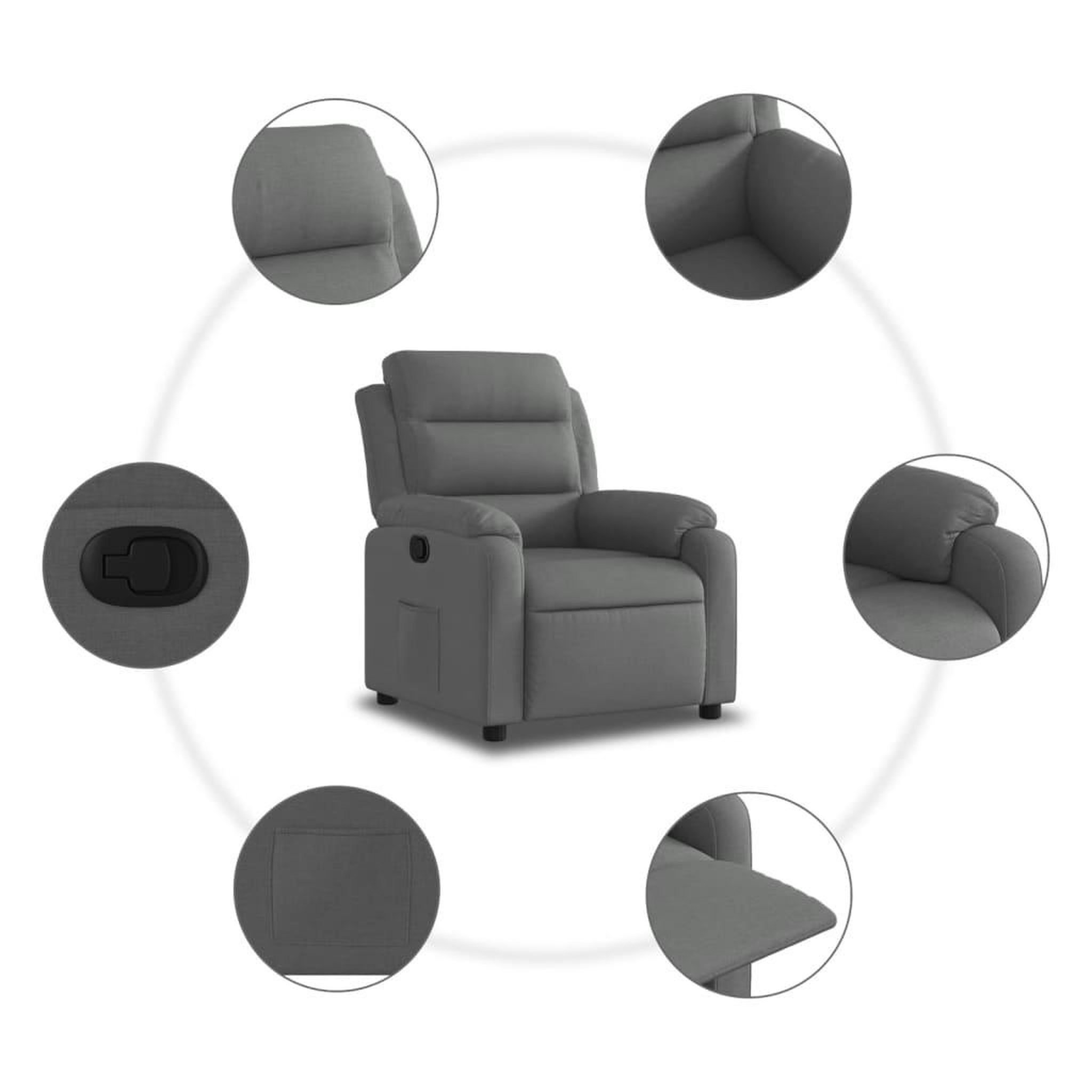 Voir la diapositive 5 : VIDAXL Fauteuil inclinable Gris fonce Tissu