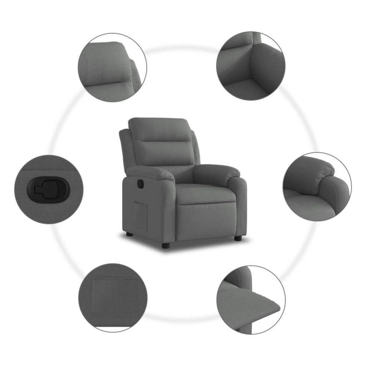 VIDAXL Fauteuil inclinable Gris fonce Tissu