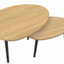 Voir la diapositive 5 : ID MARKET Lot de 2 tables basses gigognes GAIA bois et pieds noirs scandinave