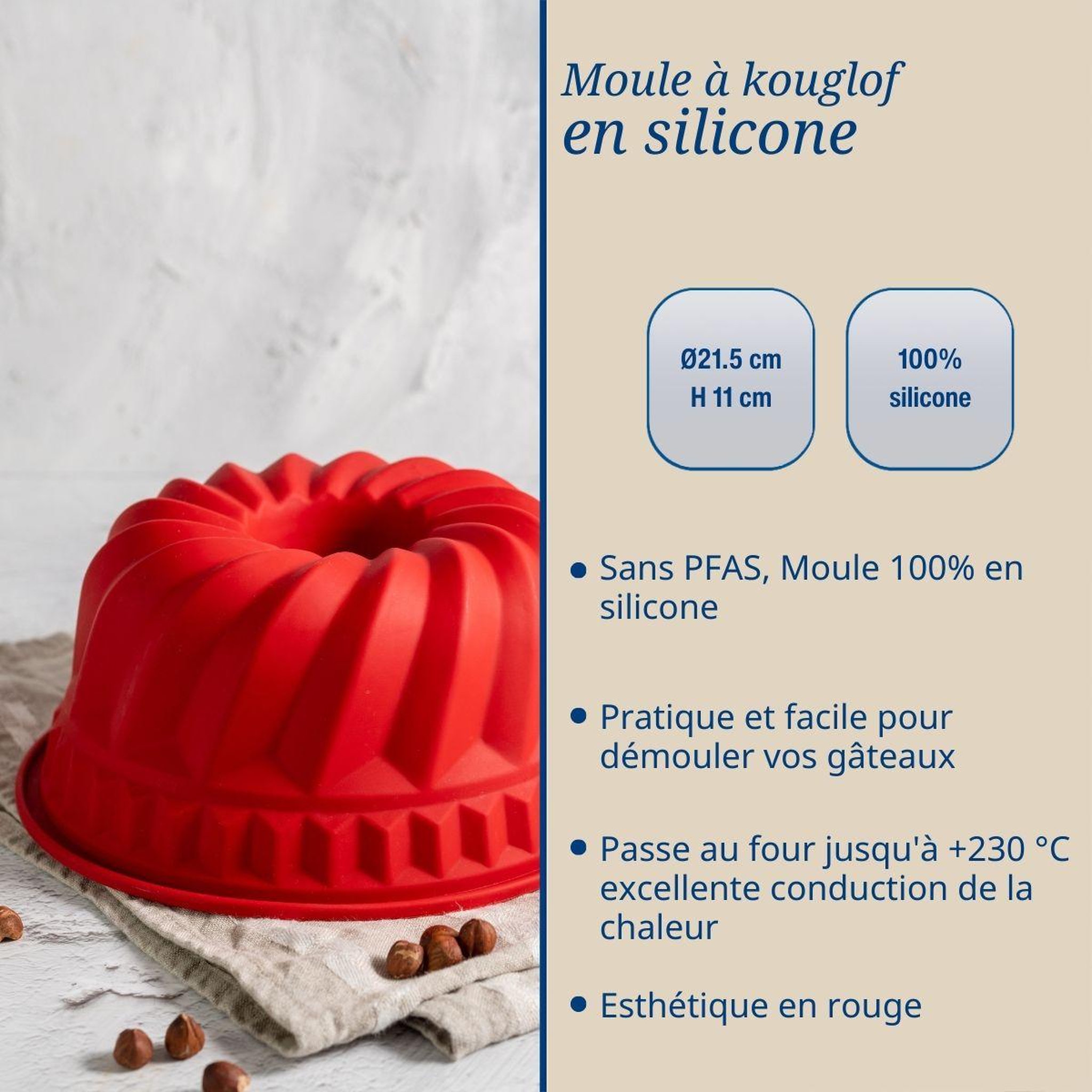 Voir la diapositive 2 : DR.OETKER Moule à kougelhopf 21,5 cm dr. Oetker flexxibel love