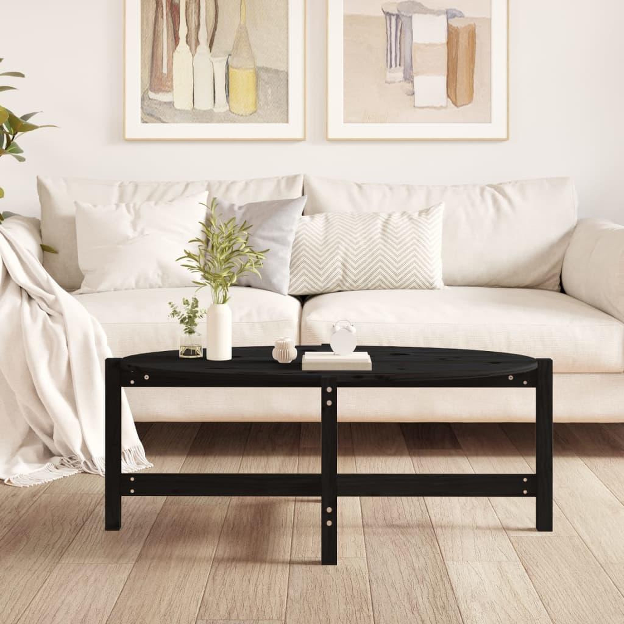 Voir la diapositive 3 : VIDAXL Table basse Noir 118x63x45 cm Bois massif de pin