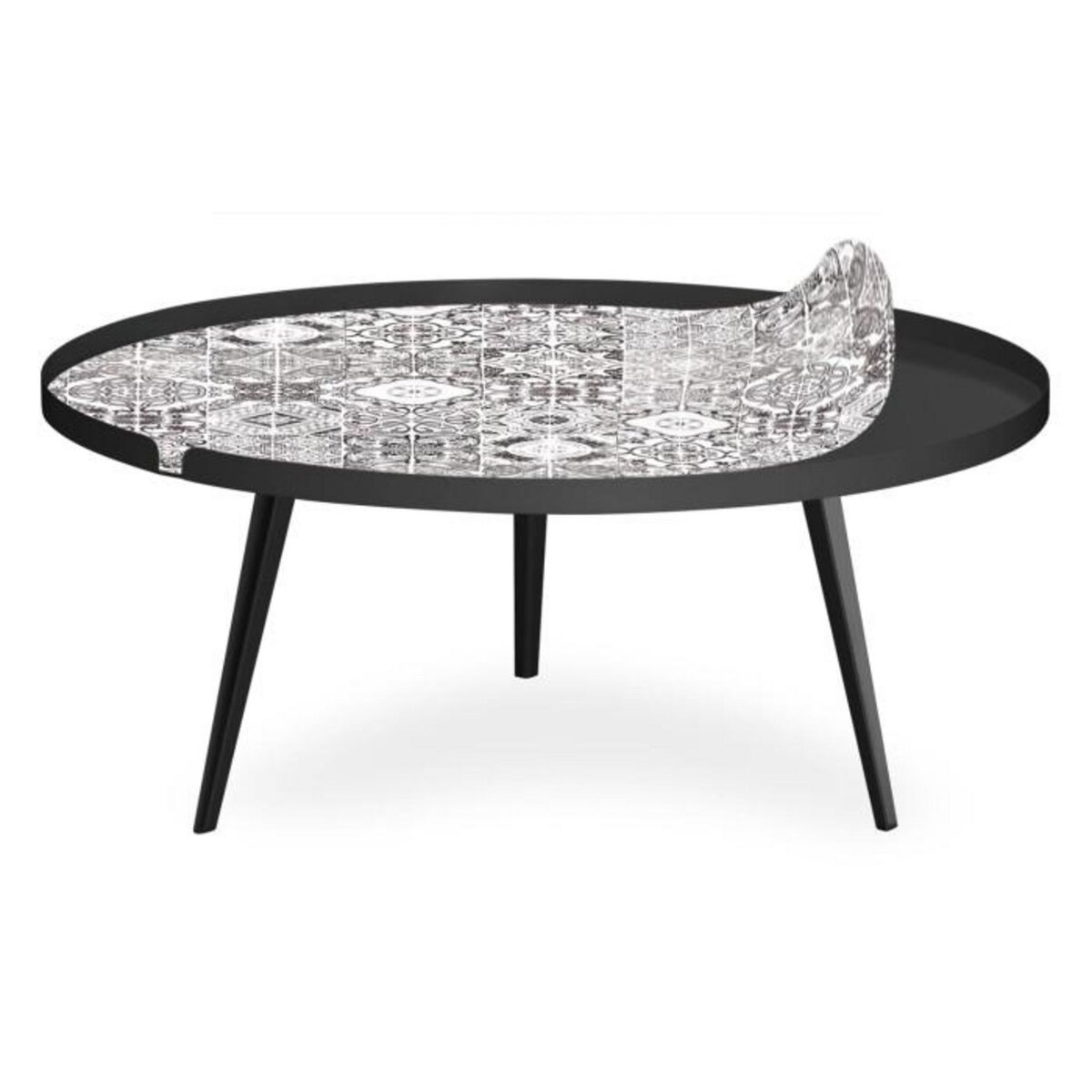 Paris Prix Table Basse à Rebord 2 Covers  Natural  90cm Noir