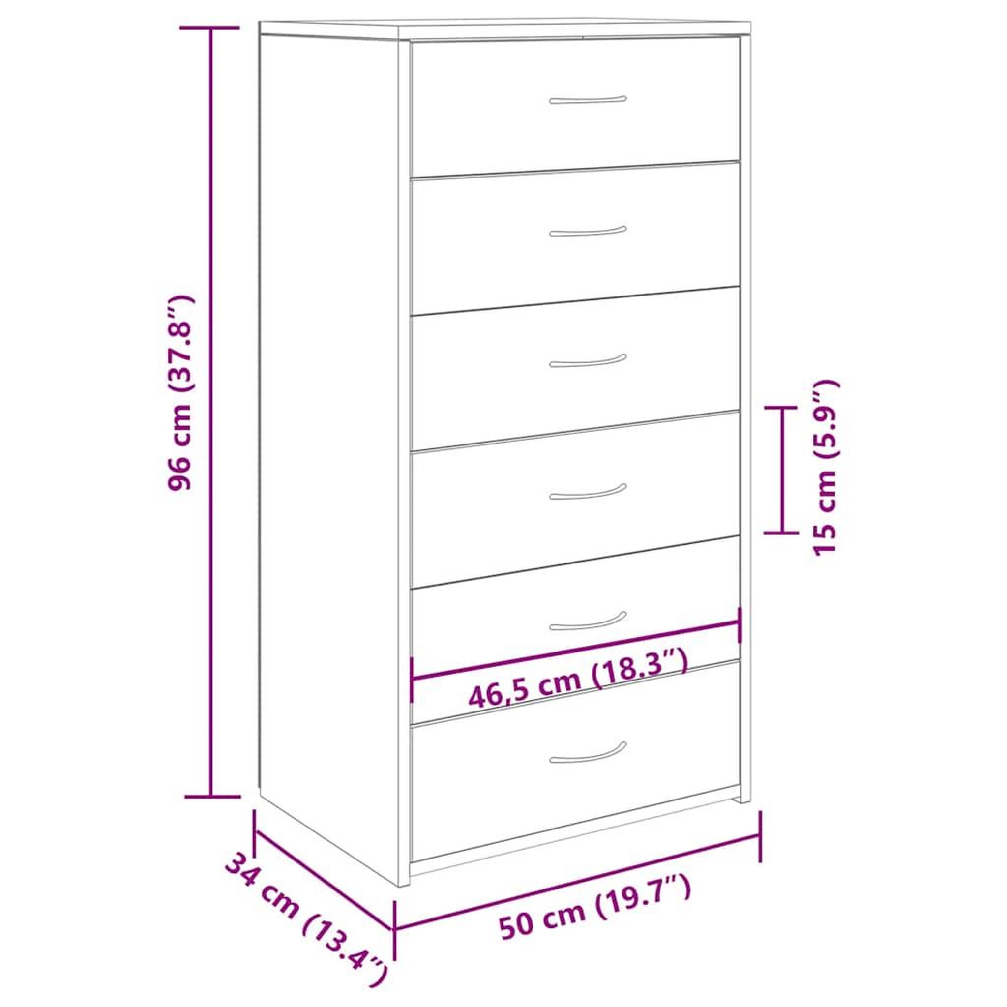 Voir la diapositive 6 : VIDAXL Buffet avec 6 tiroirs chene artisanal bois d'ingenierie