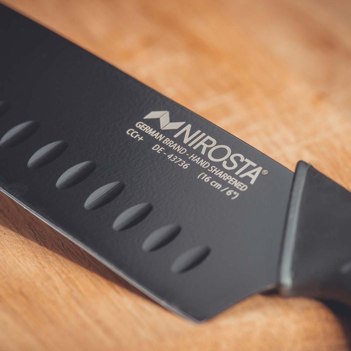 NIROSTA Couteau de cuisine Santoku lame de 16 cm Nirosta Black Edition