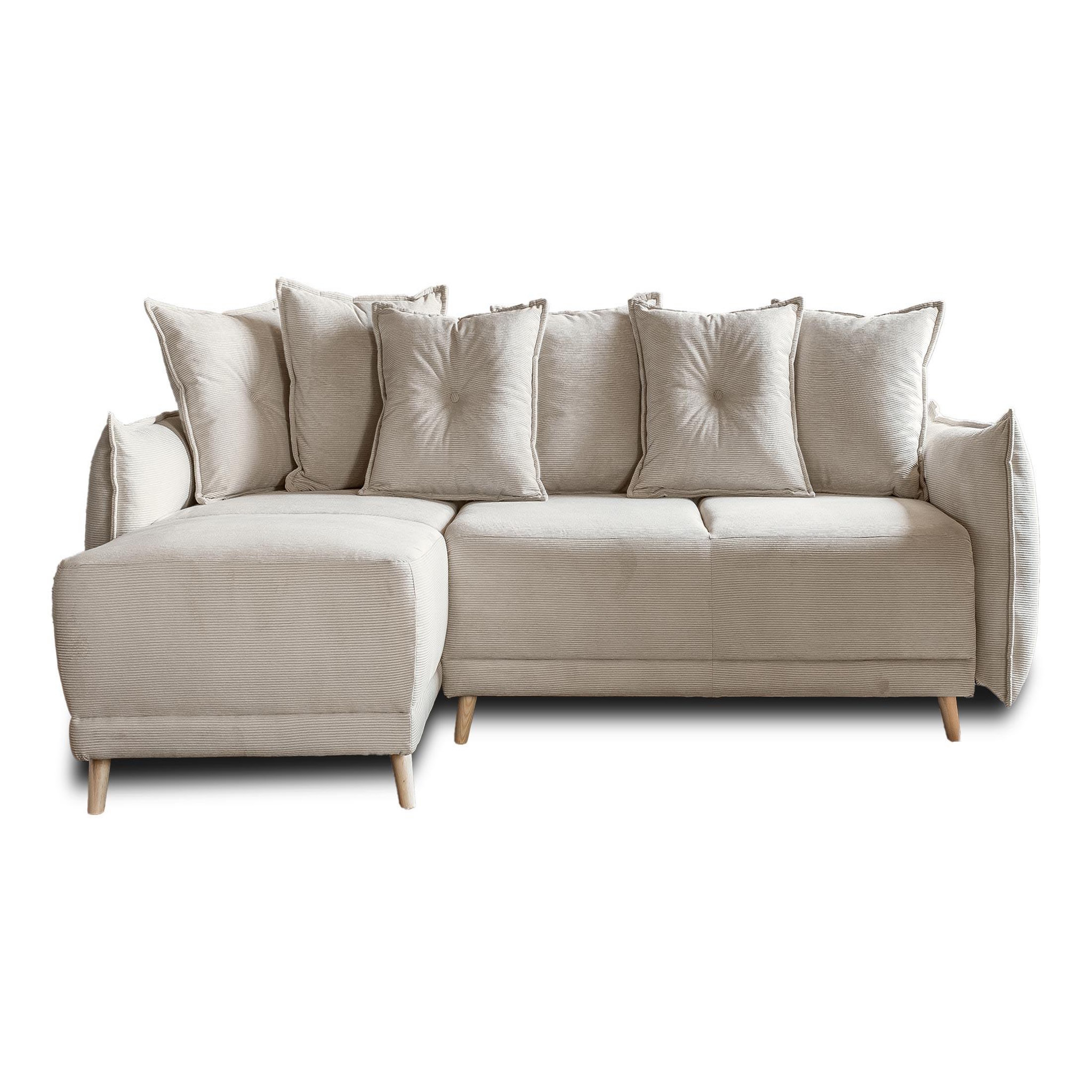 Voir la diapositive 1 : BEST MOBILIER Lena - canapé d'angle réversible 4 places - convertible avec coffre - en velours côtelé