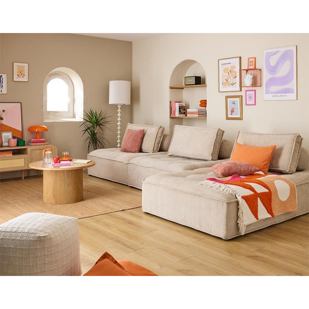 LISA DESIGN Marisol - canapé d'angle modulable 4 places - velours texturé