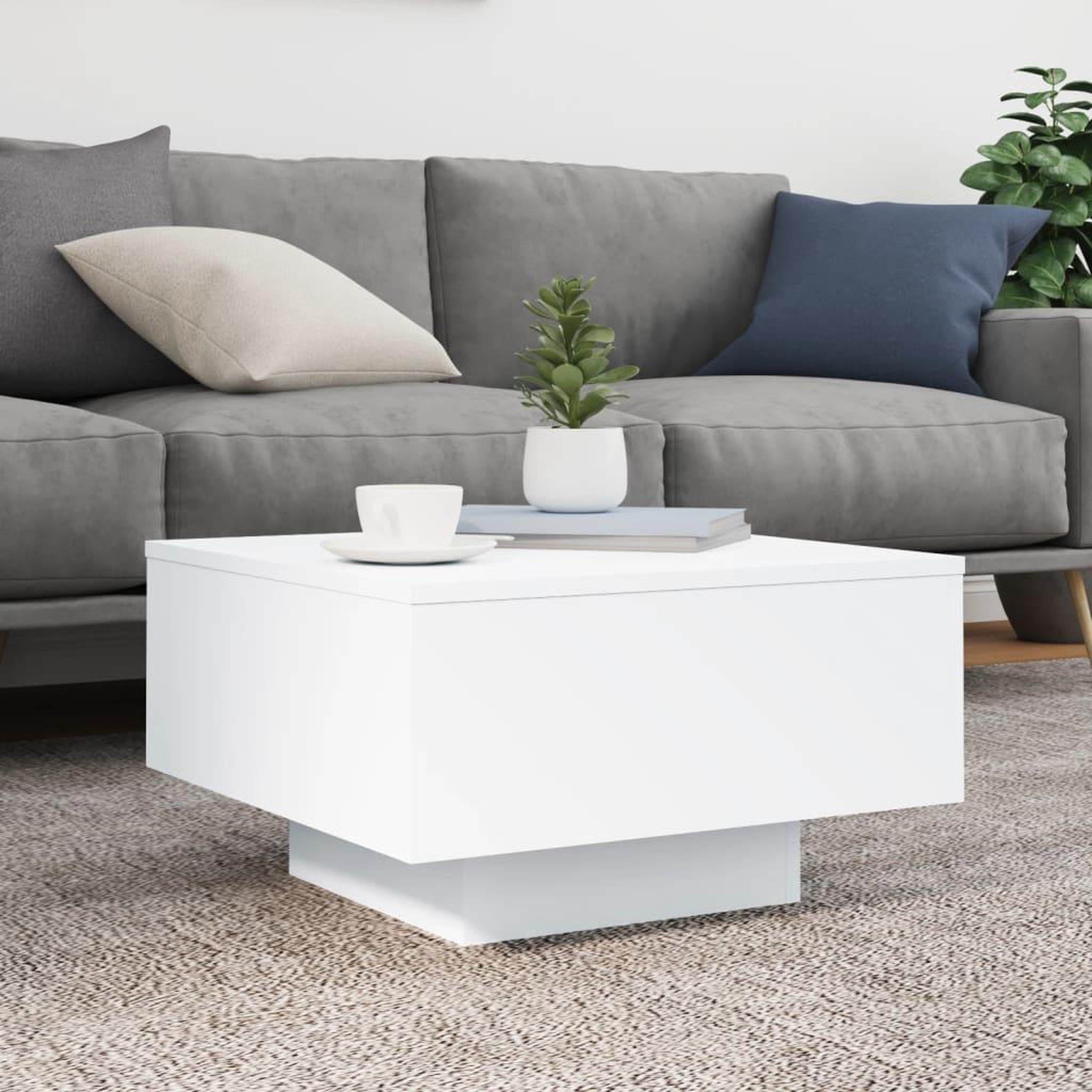 Voir la diapositive 3 : VIDAXL Table basse blanc 55x55x31 cm bois d'ingenierie