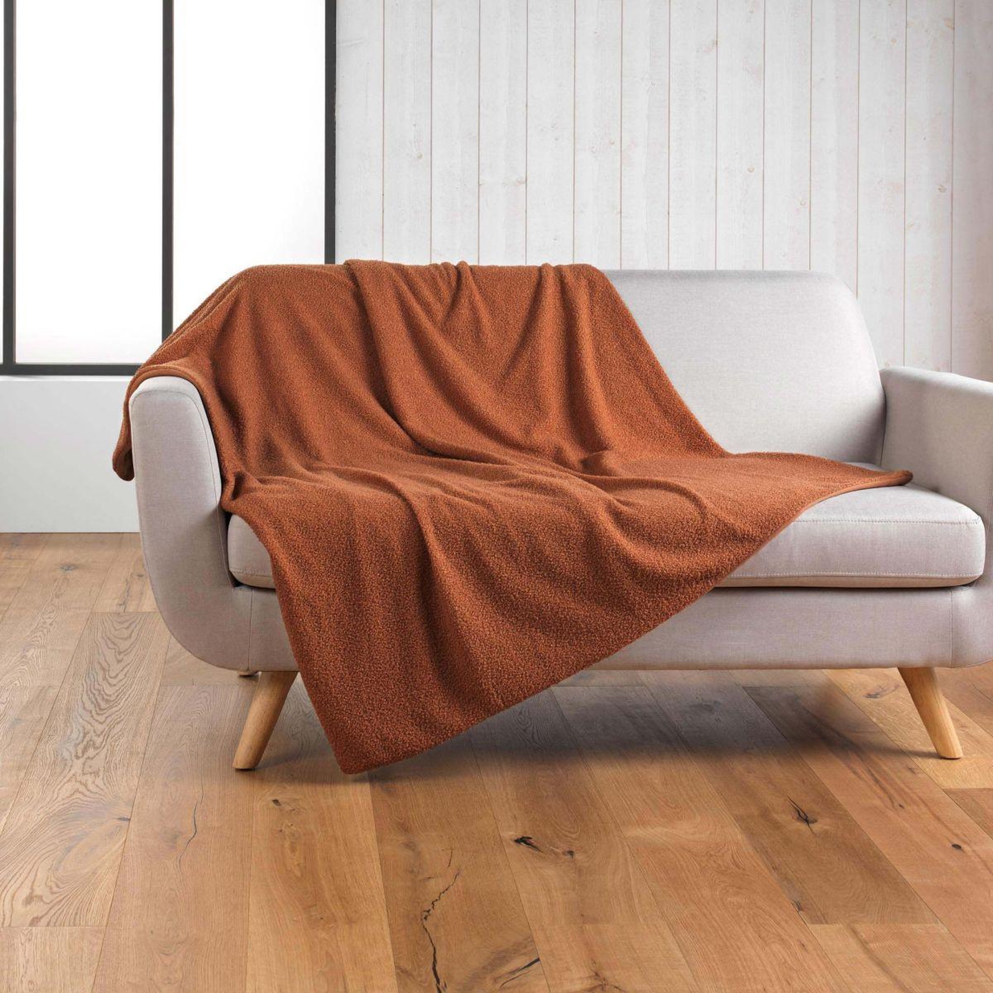Voir la diapositive 4 : Douceur d'Intérieur Plaid bouclette  wooly  180x220cm terracotta