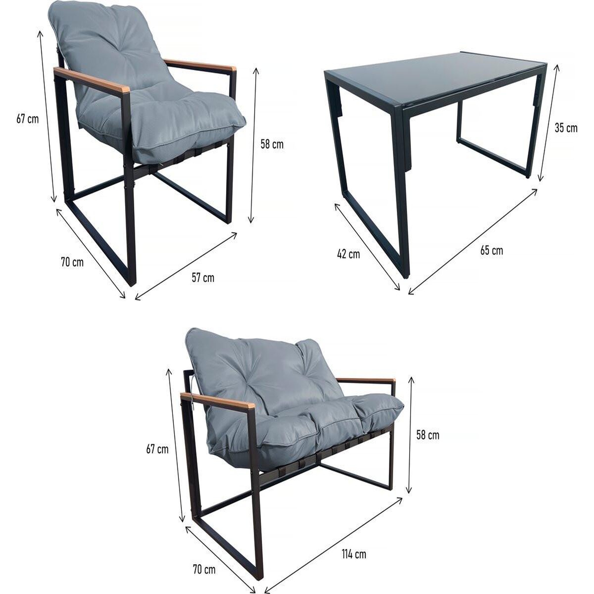 Voir la diapositive 3 : Habitat et Jardin Salon de jardin  jules  - 4 places - gris/noir