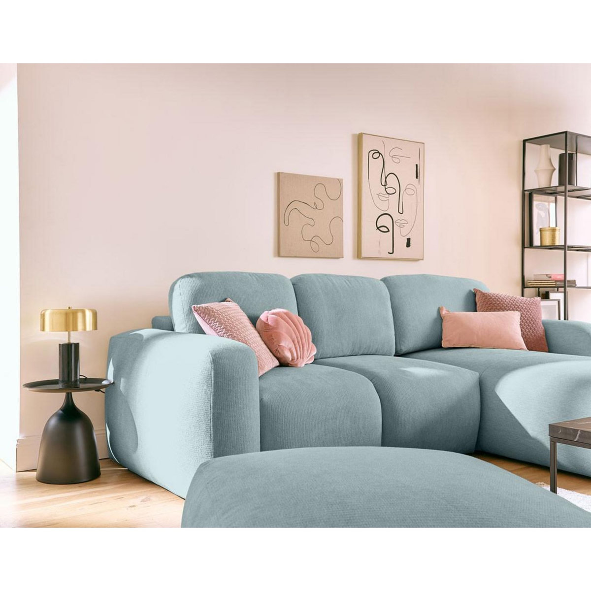 LISA DESIGN Sorrente - canapé d'angle réversible - convertible avec coffre - 4 places - en tissu texturé