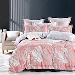 Home collection Parure housse de couette en polycoton Naêva. Coloris disponibles : Rose