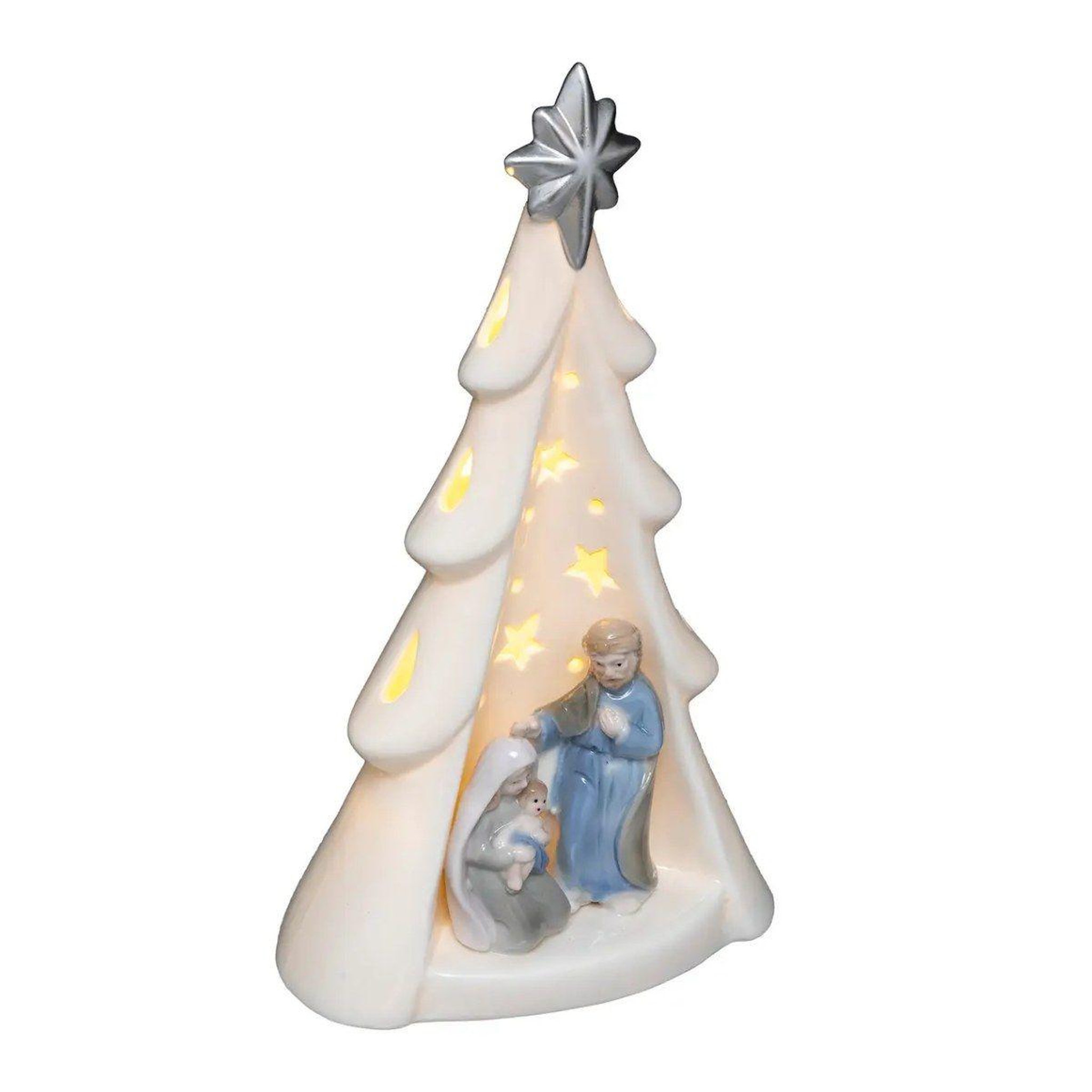 Voir la diapositive 2 : FEERIC LIGHT & CHRISTMAS Décoration lumineuse sapin  nativité  23cm blanc