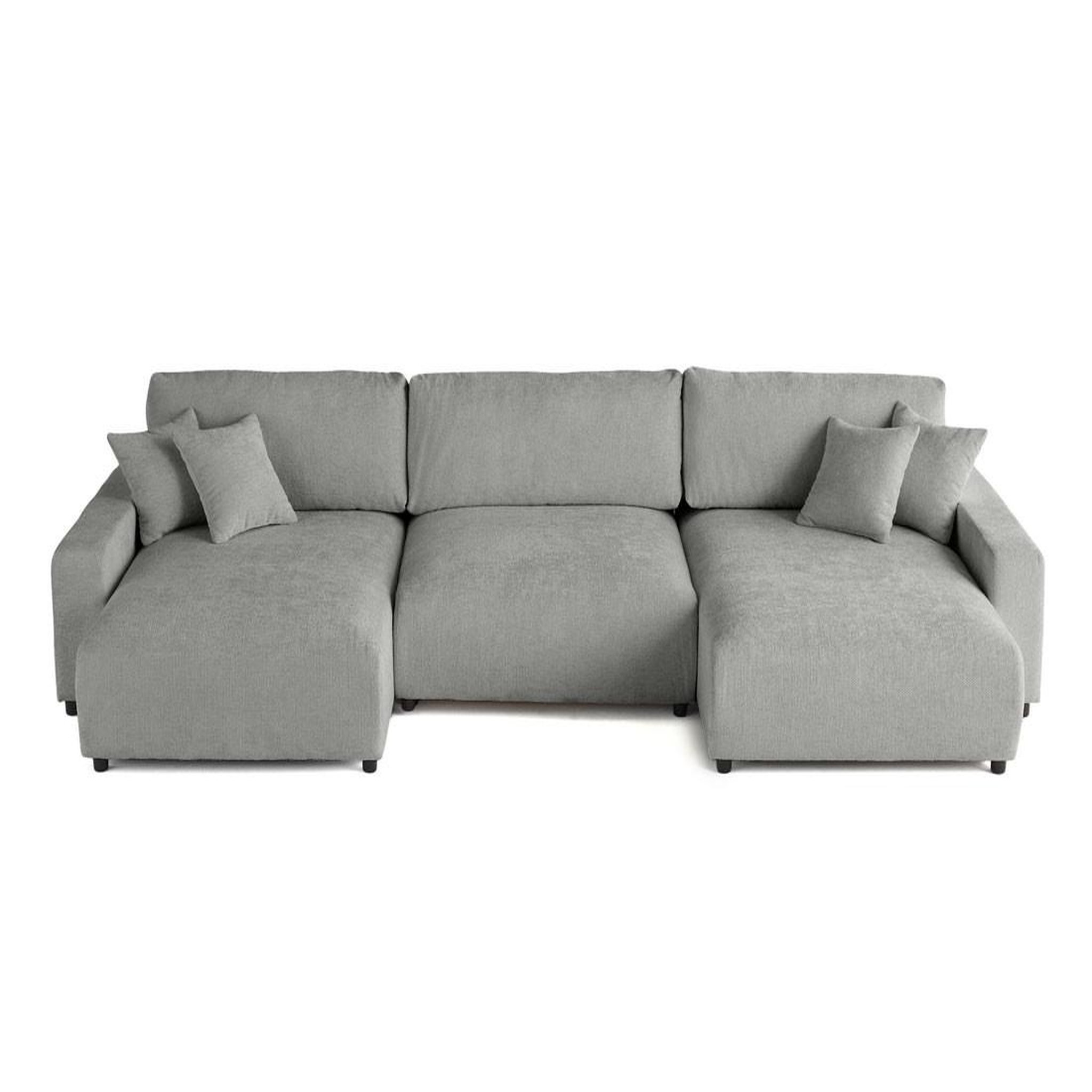 Voir la diapositive 1 : BEST MOBILIER Pivoine - canapé panoramique en u - 7 places - convertible avec coffre - en velours texturé