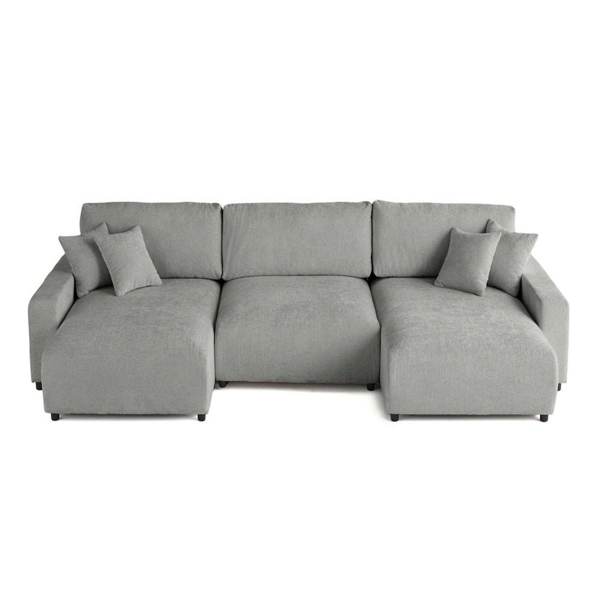 LISA DESIGN Pivoine - canapé panoramique en u - 7 places - convertible avec coffre - en velours texturé