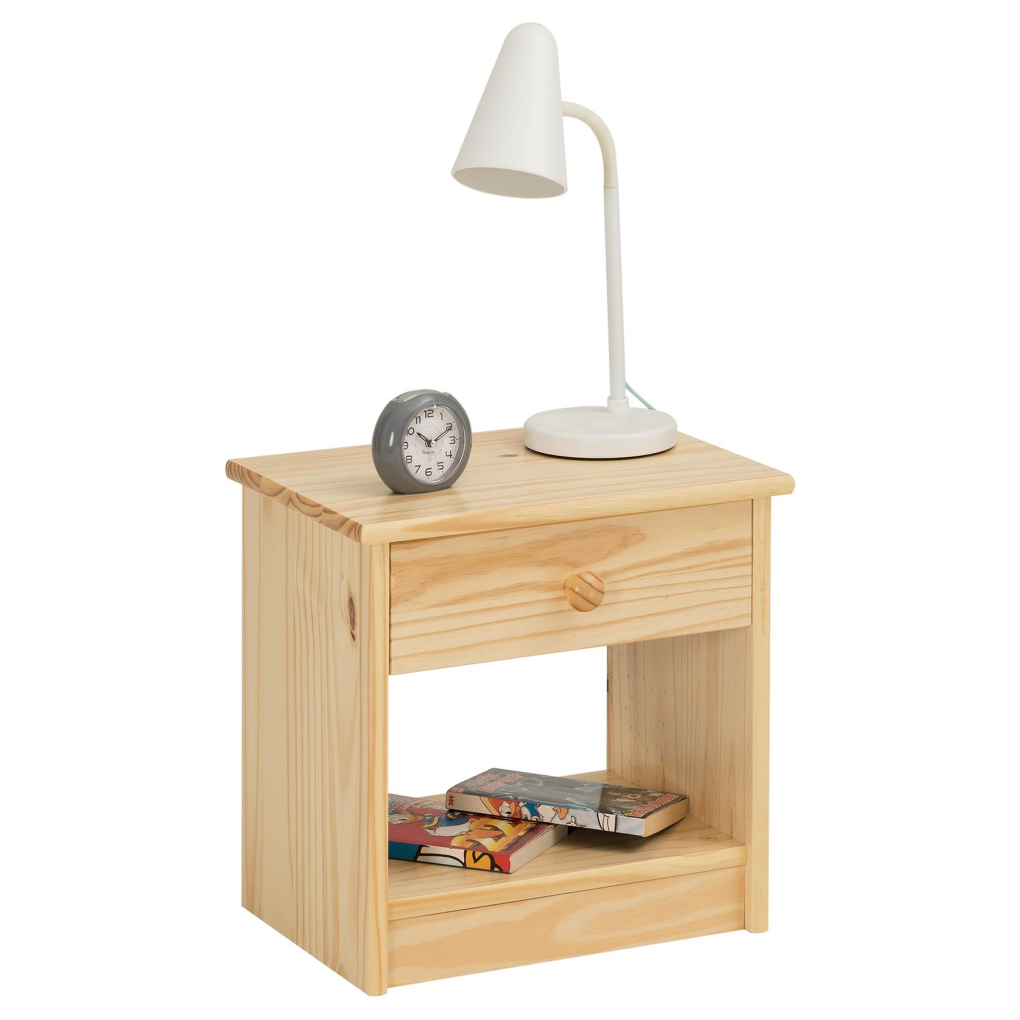 Voir la diapositive 1 : IDIMEX Table de chevet MORITZ pin massif vernis naturel