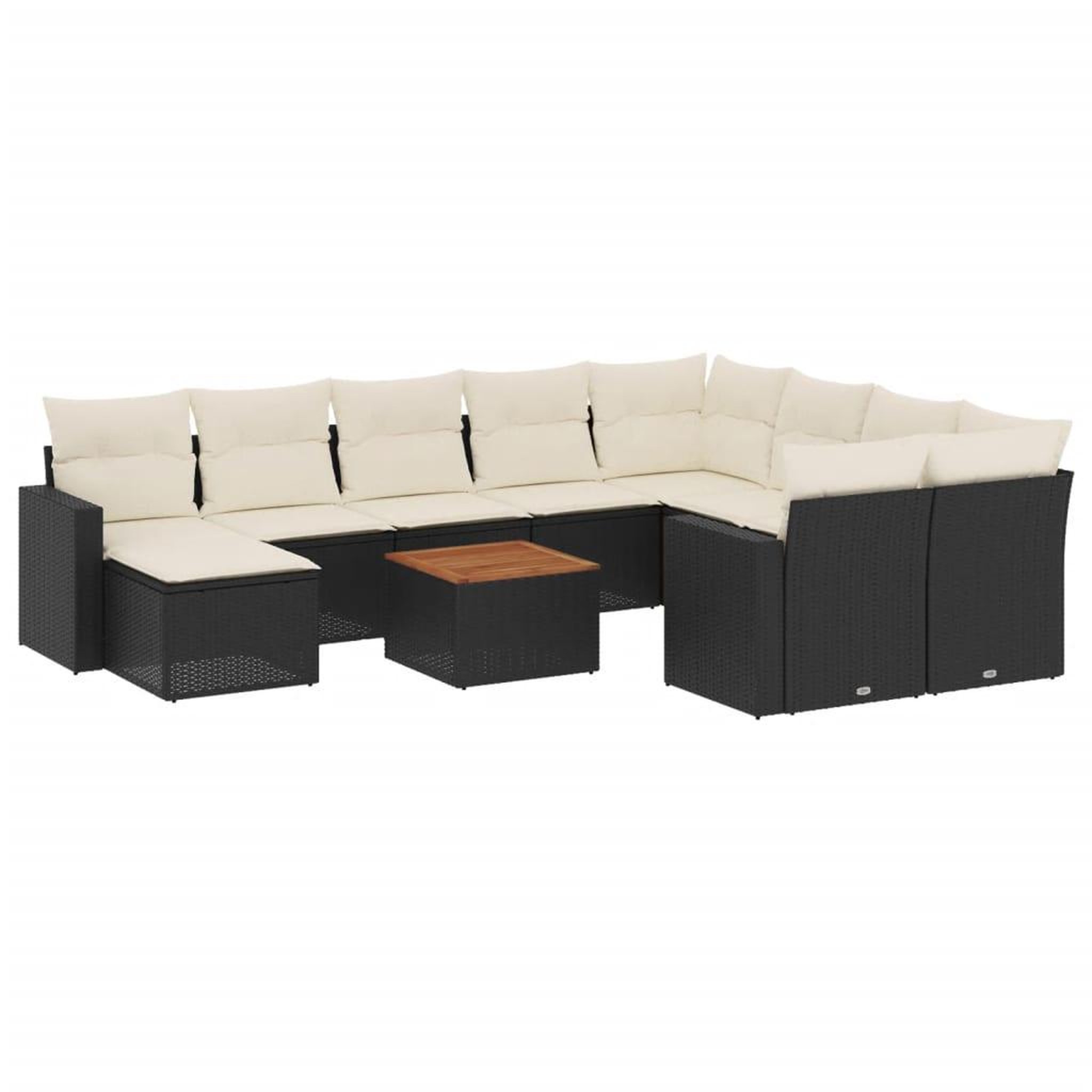 Voir la diapositive 2 : VIDAXL Salon de jardin 11 pcs avec coussins noir resine tressee