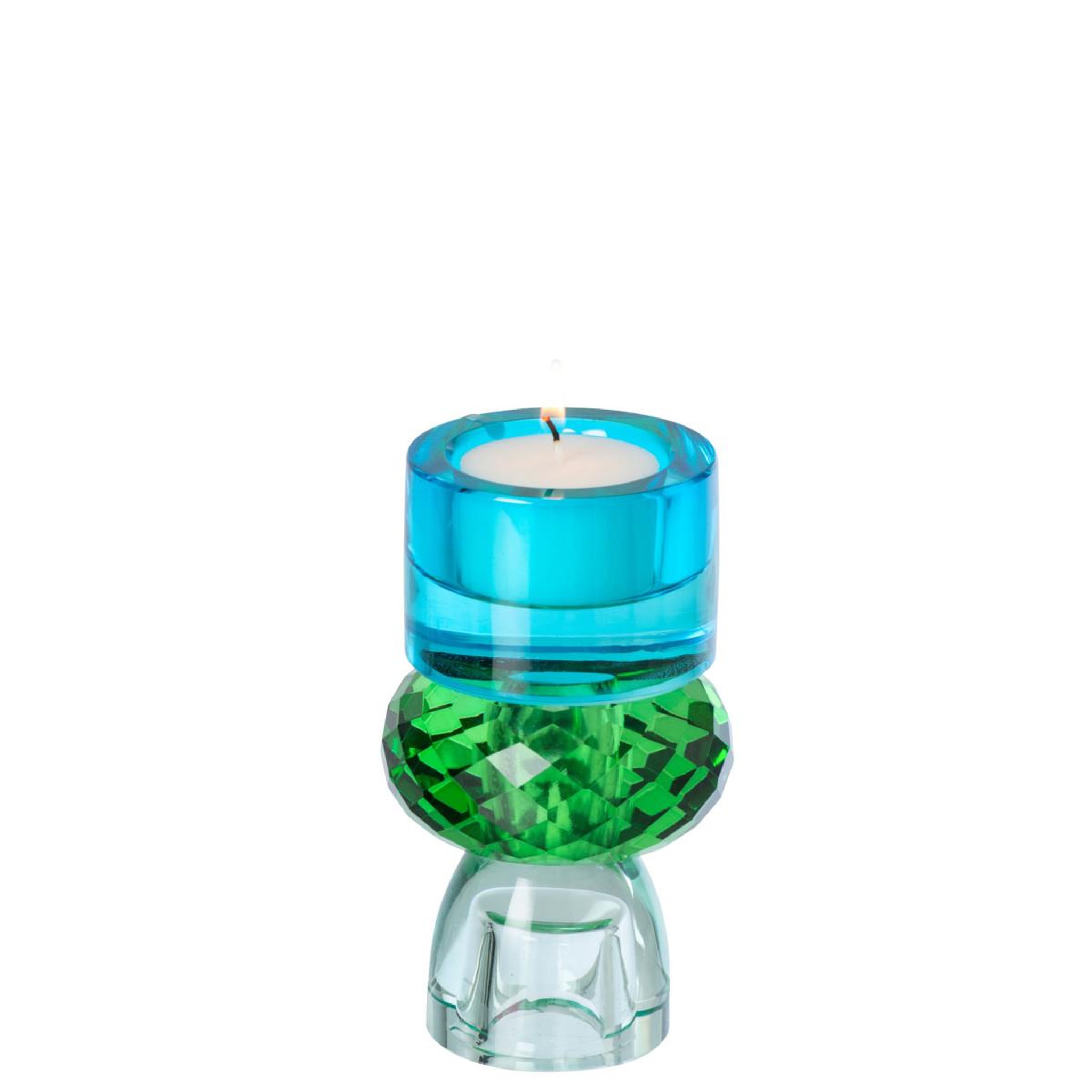 Voir la diapositive 4 : J-LINE Chandelier design en verre  taillé  11cm vert & bleu