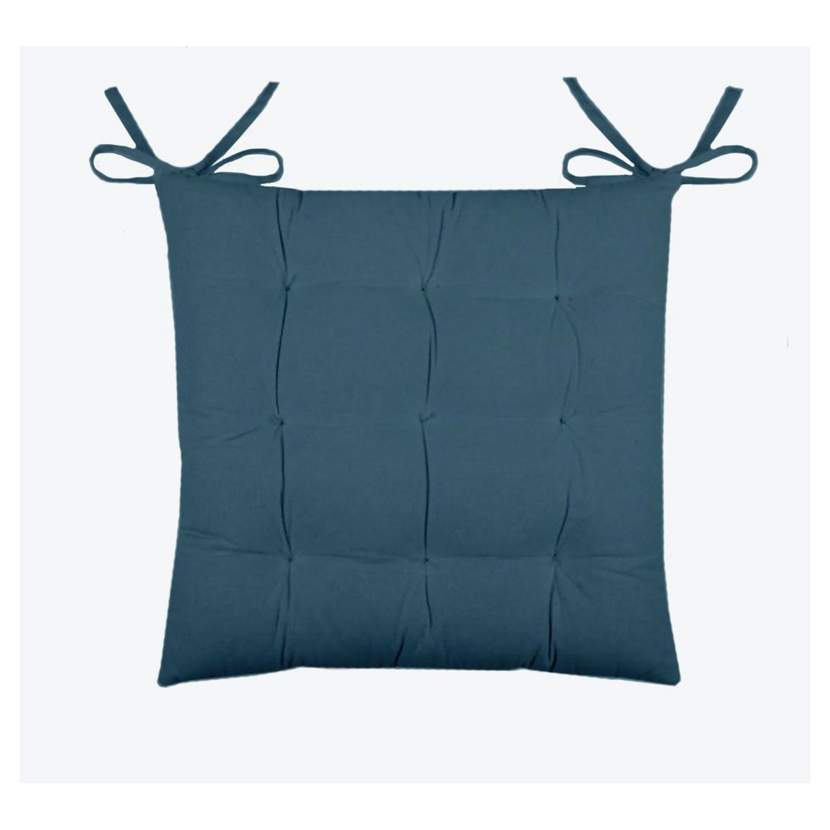 Galette de chaise matelassée unie en coton avec nouettes