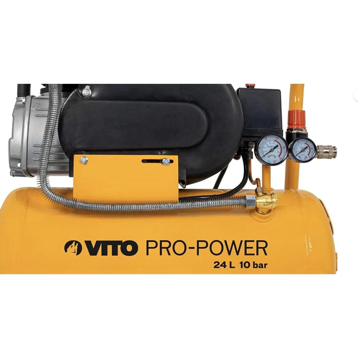 VITO Compresseur d'air Silencieux 24 Litres 10 bar 2,5CV 145 PSI 2.5 CV VITO