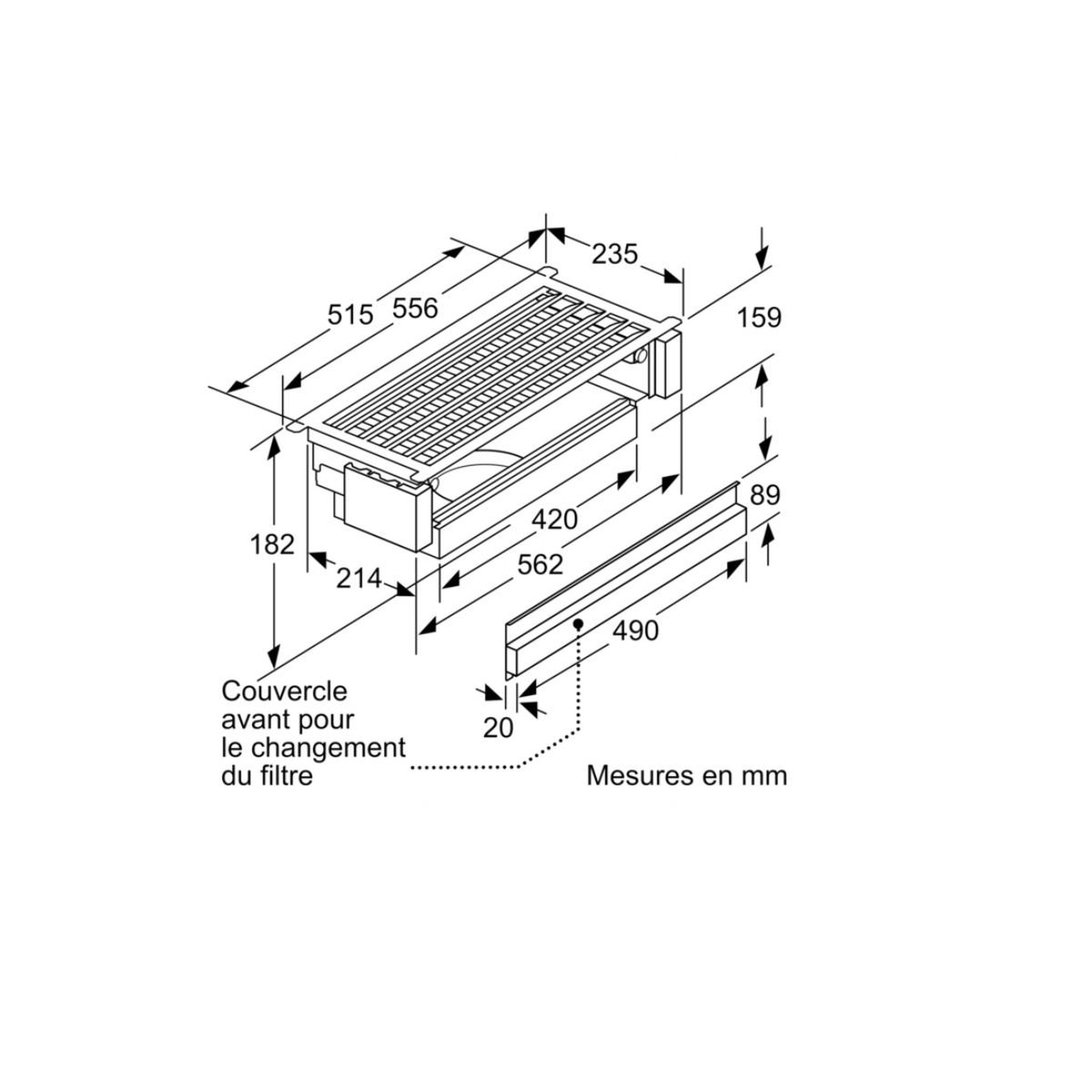 Voir la diapositive 3 : BOSCH Module de recyclage pour hotte - dwz1ix1c6