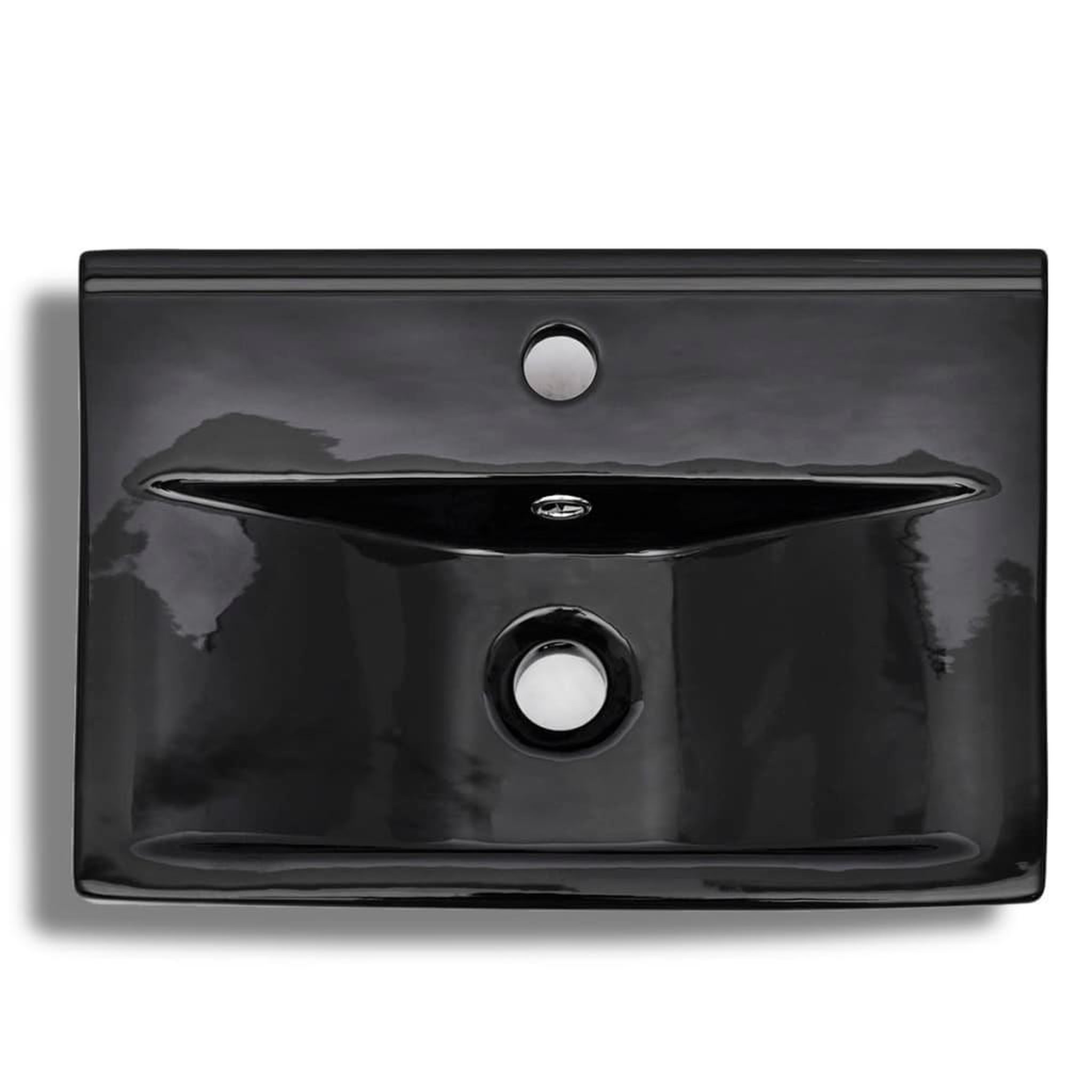 Voir la diapositive 4 : VIDAXL Vasque a trou de trop-plein/robinet noir ceramique pour salle de bain