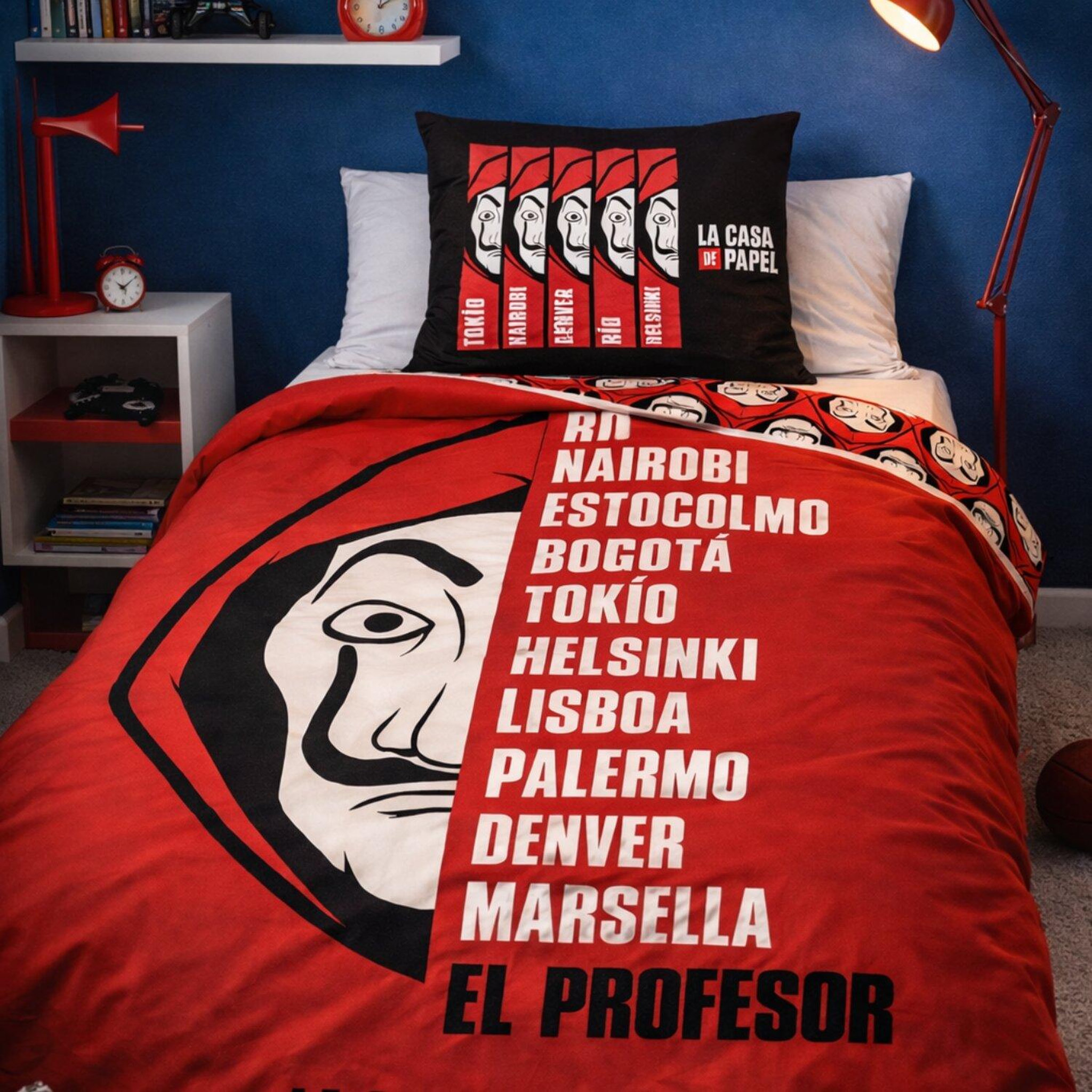 Voir la diapositive 1 : Home collection Parure housse de couette 140x200cm 100%coton 57fils casa de papel rouge