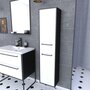 Aurlane Colonne de salle de bain NOIR MAT 30x35x150 cm avec 2 portes blanches et poignées noir mat