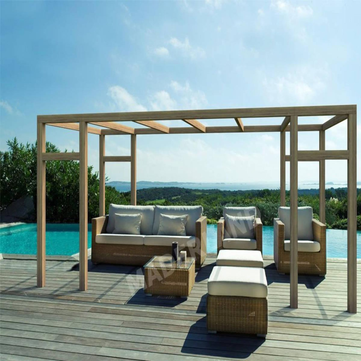 JARDIDECO Pergola en bois lamellé-collé Montreuil 600 x 400 cm - Maderland