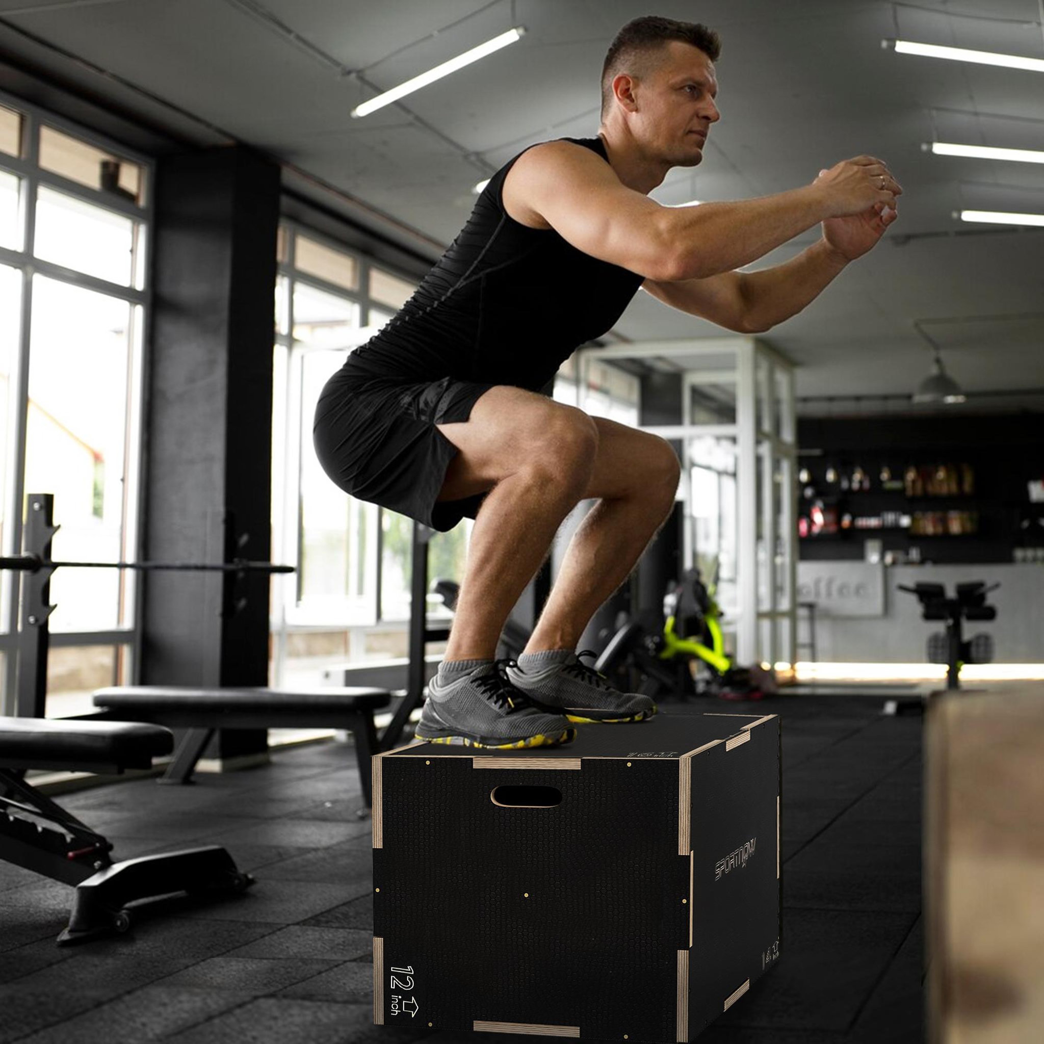 Voir la diapositive 4 : HOMCOM Box jump - box de pliométrie - boite de saut - 3 hauteurs 30/35/40H cm - charge max. 120 Kg - bois surface antidérapante noir