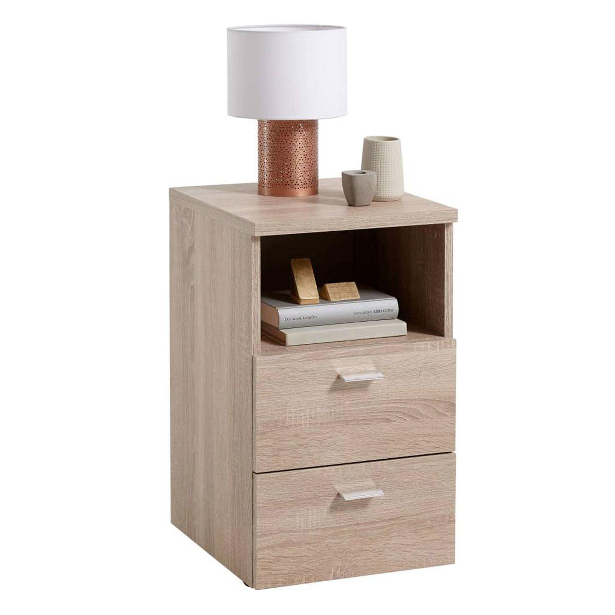 Paris Prix Table de chevet 2 tiroirs  macom  61cm chêne