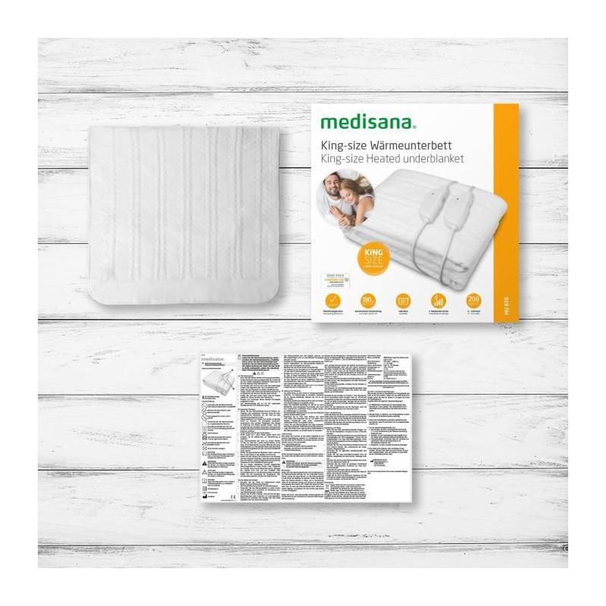 Voir la diapositive 5 : Medisana Surmatelas chauffant King Size MEDISANA - HU 676 XXL - 2 éléments de commande, 150 x 160 cm, 4 réglages de températures, lav
